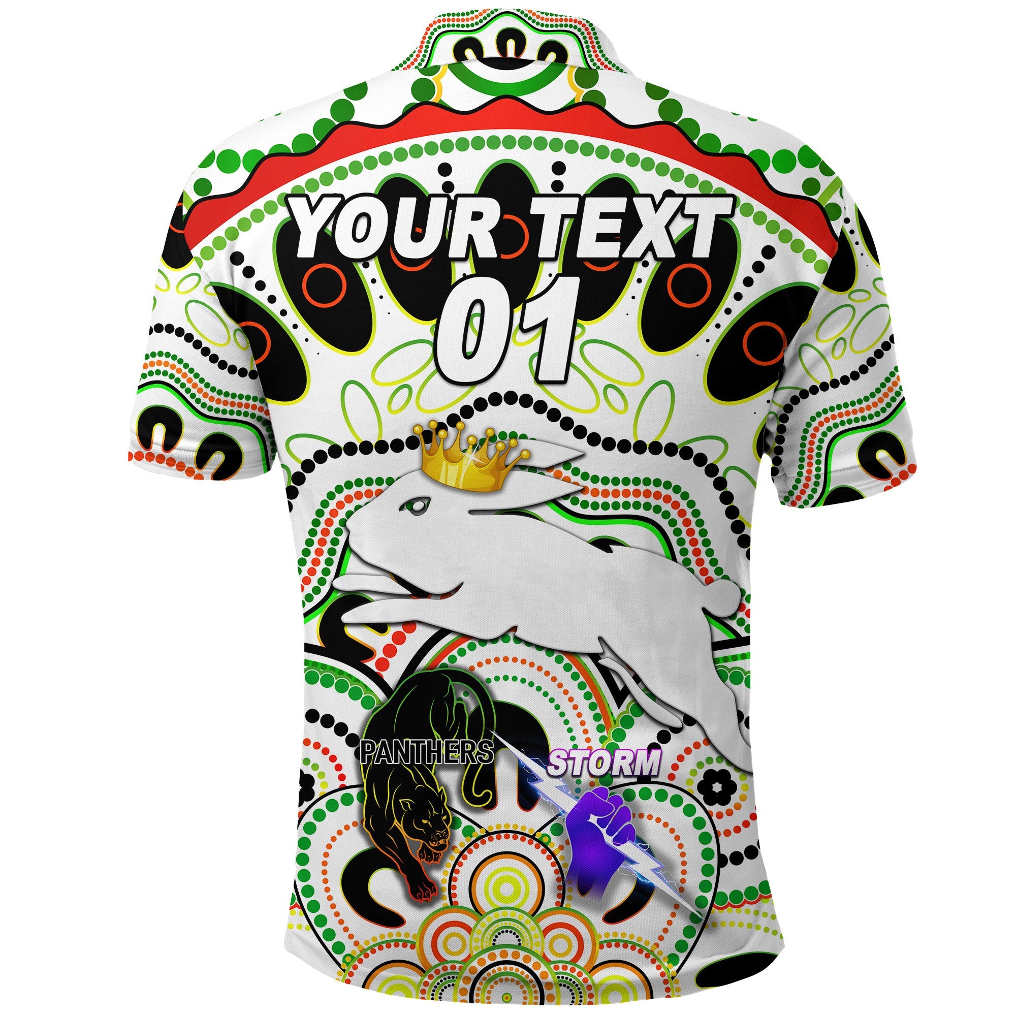 custom-personalised-south-sydney-rabbitohs-polo-shirt-2021-indigenous-premiers-the-king-white-custom-text-and-number