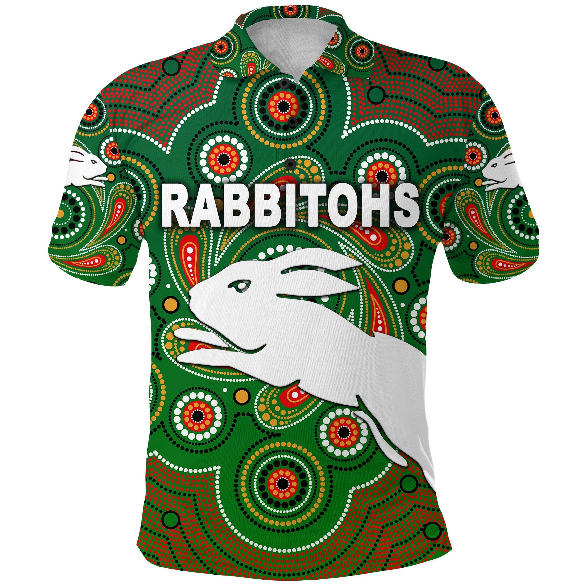custom-personalised-south-sydney-rabbitohs-polo-shirt-2021-indigenous-vibes-green-custom-text-and-number