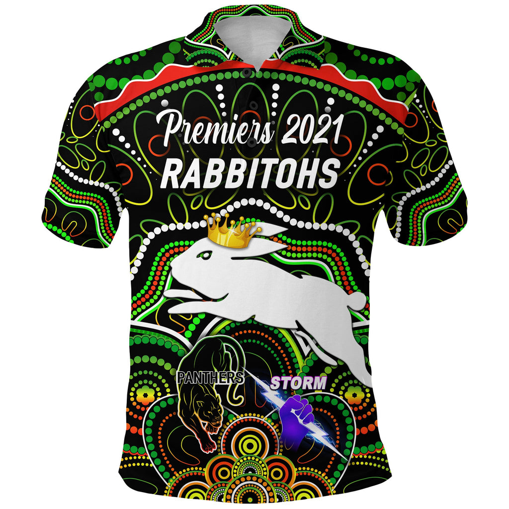 custom-personalised-south-sydney-rabbitohs-polo-shirt-2021-indigenous-premiers-the-king-black-custom-text-and-number