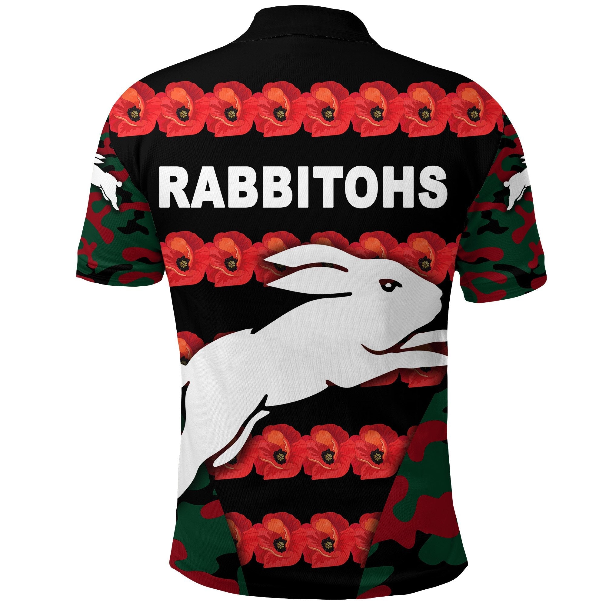 custom-personalised-south-sydney-rabbitohs-polo-shirt-anzac-day-poppy-flower-vibes
