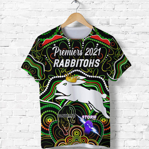 custom-personalised-south-sydney-rabbitohs-t-shirt-2021-indigenous-premiers-the-king-black-custom-text-and-number