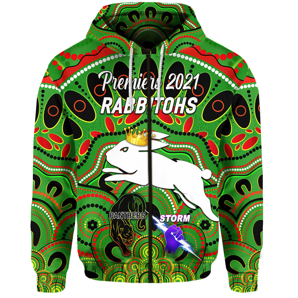 custom-personalised-south-sydney-rabbitohs-zip-hoodie-2021-indigenous-premiers-the-king-green-custom-text-and-number