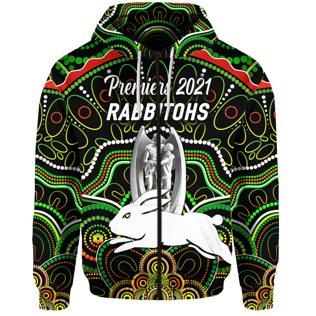 custom-personalised-south-sydney-rabbitohs-zip-hoodie-2021-indigenous-premiers-trophy-black-custom-text-and-number