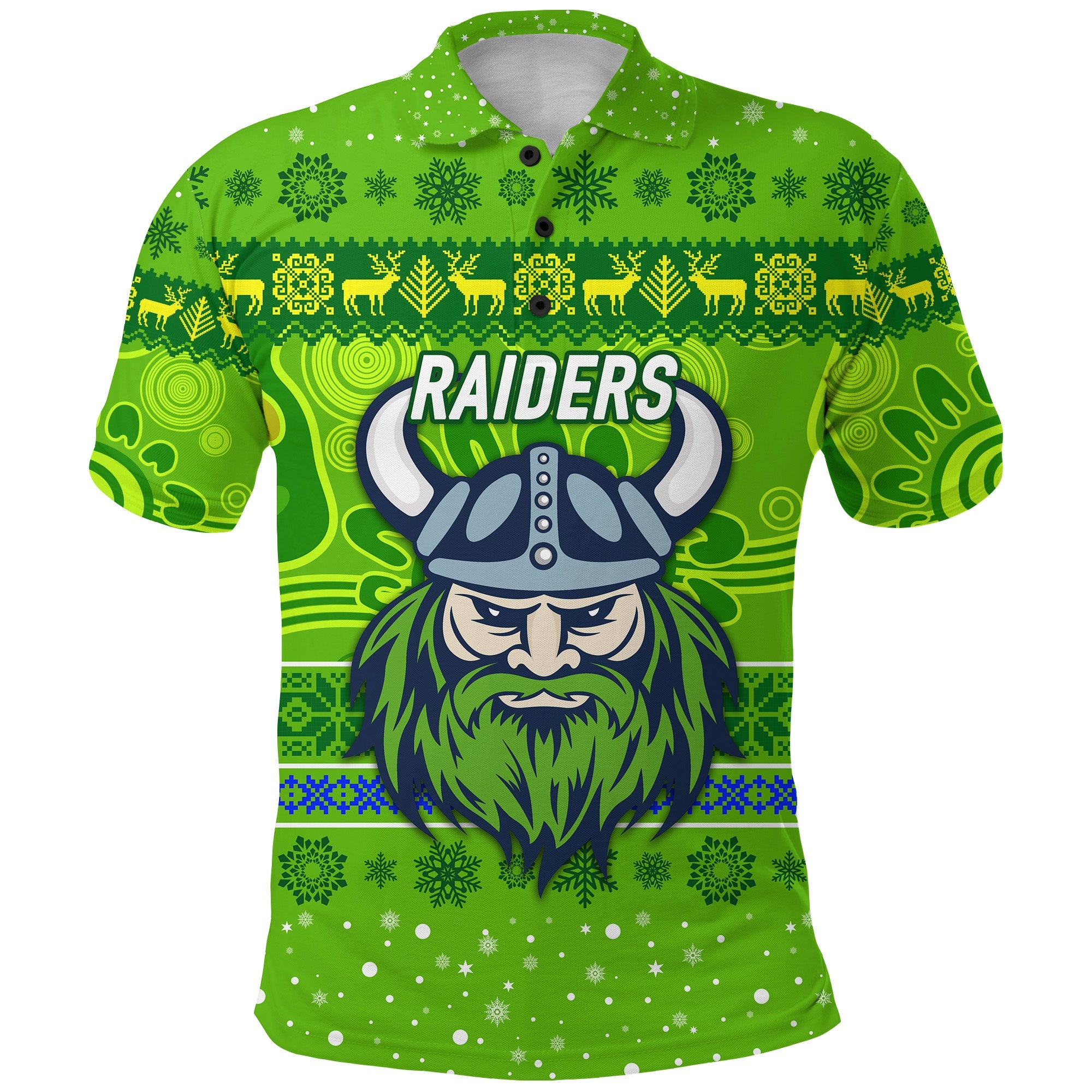 custom-personalised-canberra-raiders-polo-shirt-christmas-simple-style-green