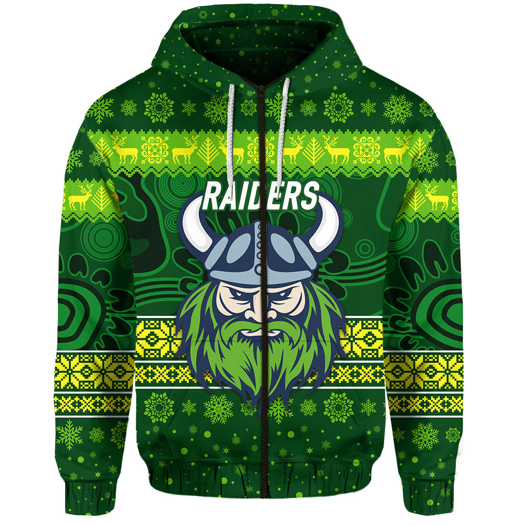 canberra-raiders-zip-hoodie-christmas-simple-style-dark-green