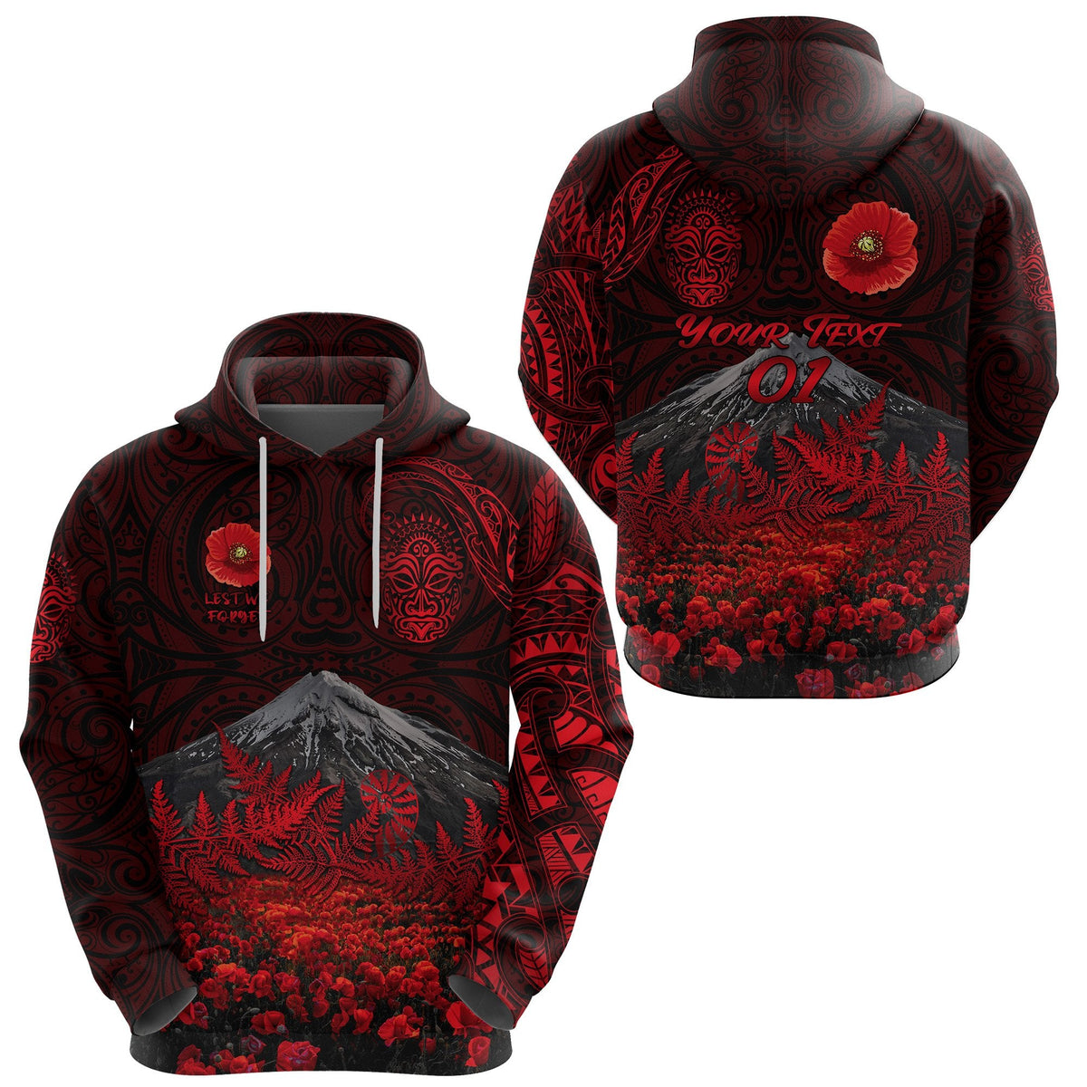 custom-personalised-warriors-rugby-hoodie-new-zealand-mount-taranaki-with-poppy-flowers-anzac-vibes-red-custom-text-and-number-2