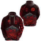 Warriors Rugby Hoodie New Zealand Mount Taranaki With Poppy Flowers Anzac Vibes