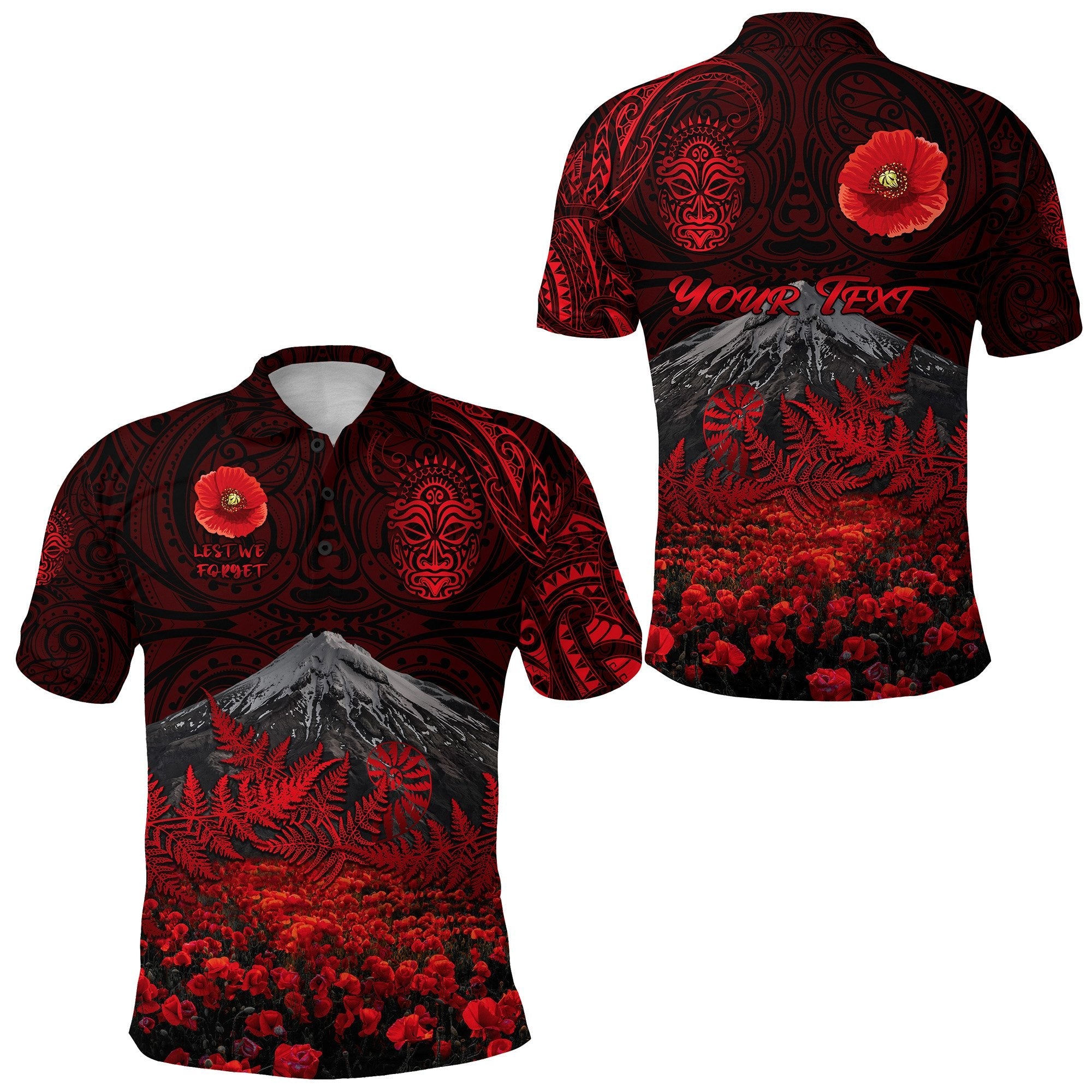 custom-personalised-warriors-rugby-polo-shirt-new-zealand-mount-taranaki-with-poppy-flowers-anzac-vibes-2