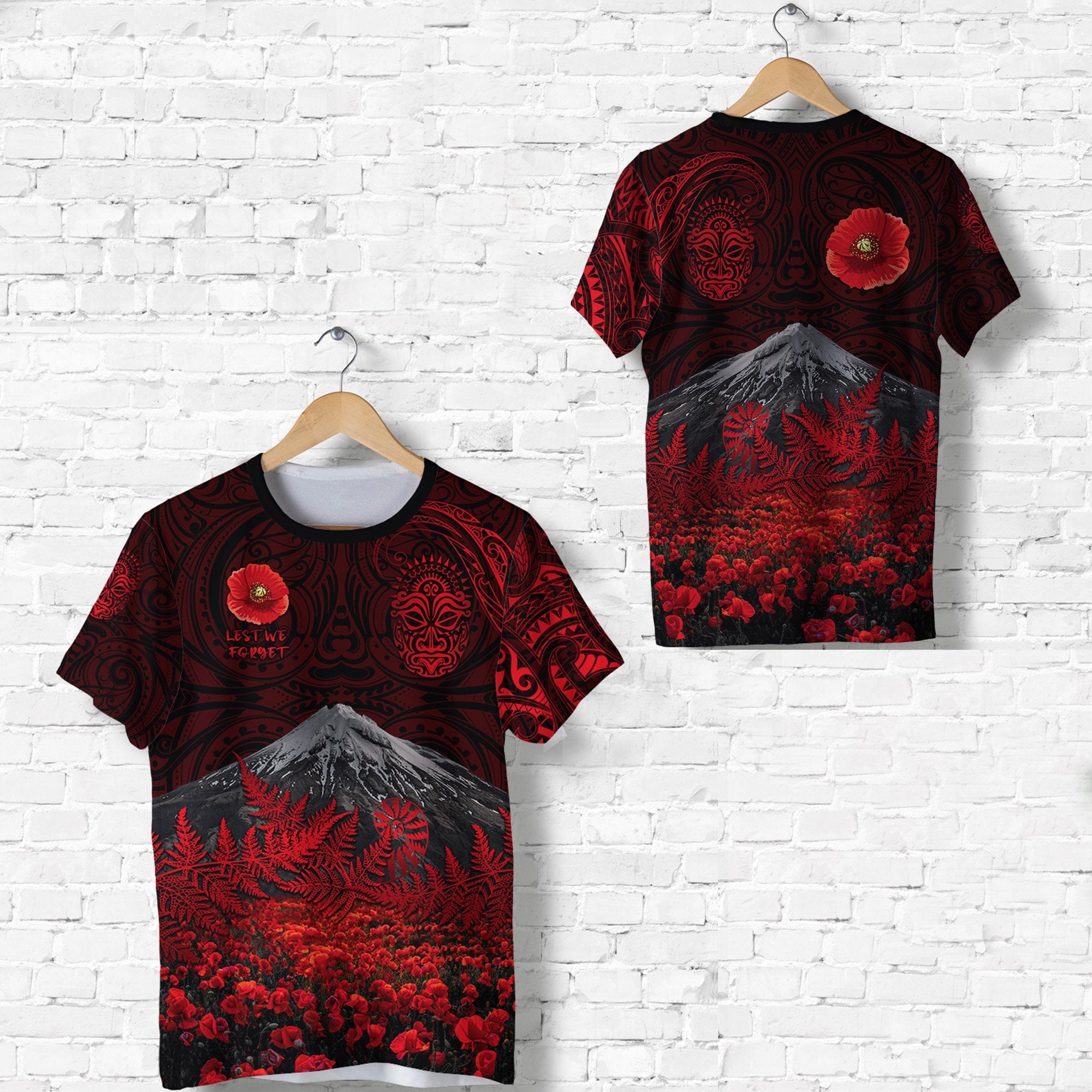 warriors-rugby-t-shirt-new-zealand-mount-taranaki-with-poppy-flowers-anzac-vibes-1
