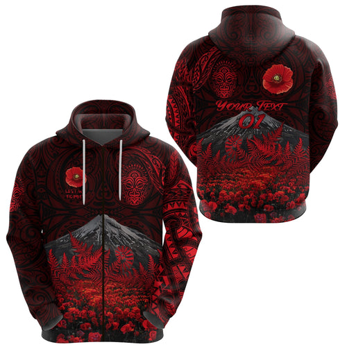 custom-personalised-warriors-rugby-zip-hoodie-new-zealand-mount-taranaki-with-poppy-flowers-anzac-vibes-red-custom-text-and-number