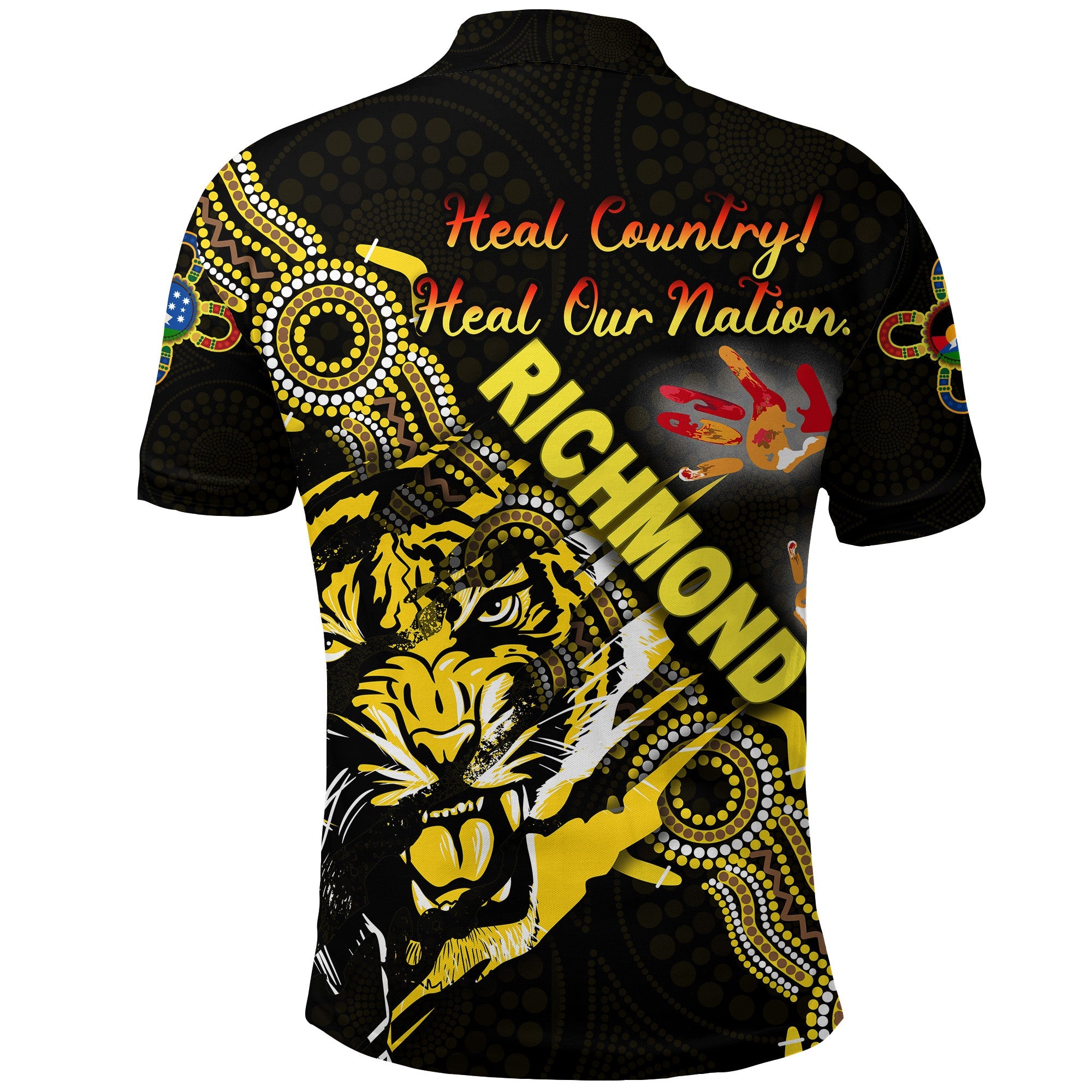 custom-personalised-richmond-tigers-polo-shirt-naidoc-heal-country-heal-our-nation-powerful