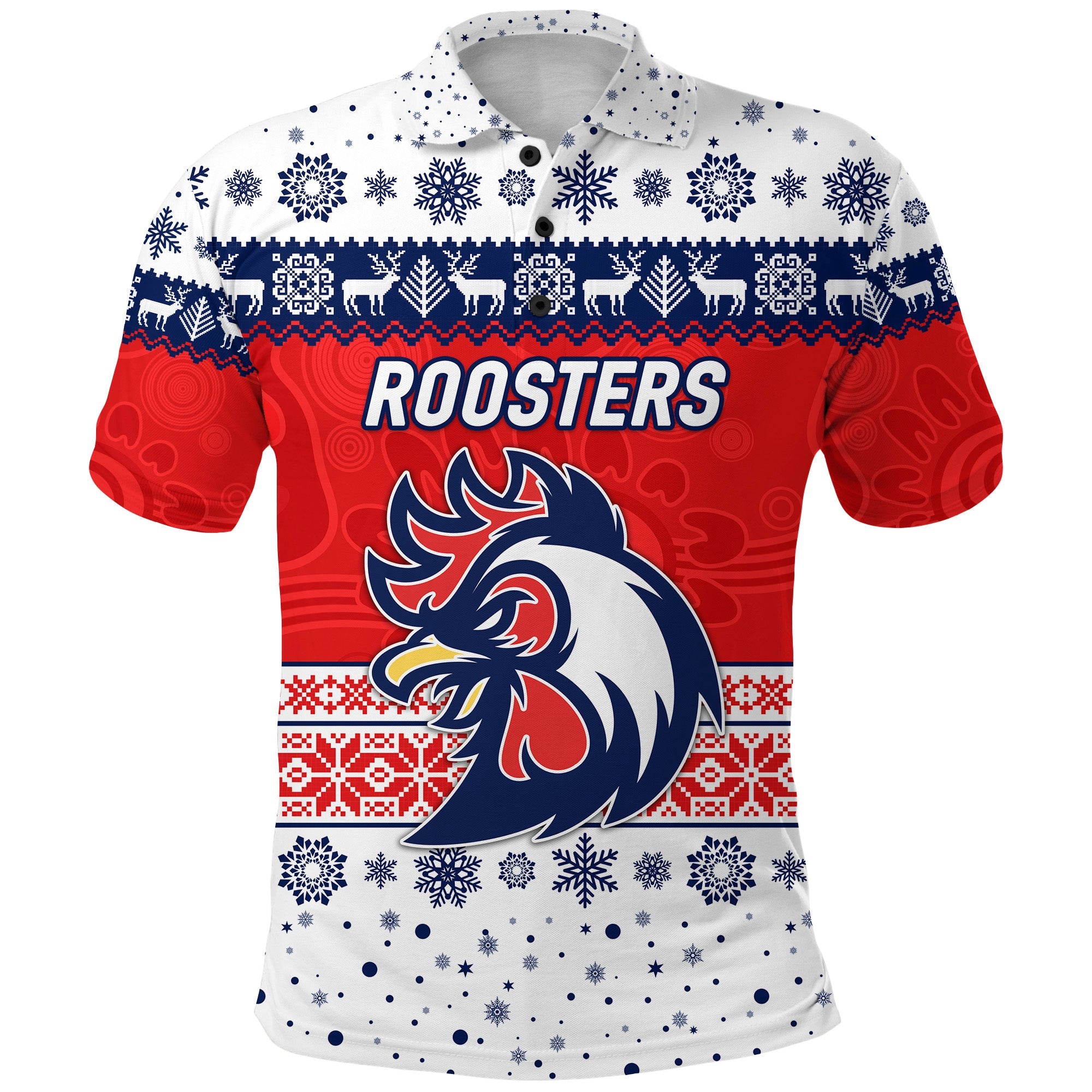 custom-personalised-sydney-roosters-polo-shirt-christmas-simple-style-white
