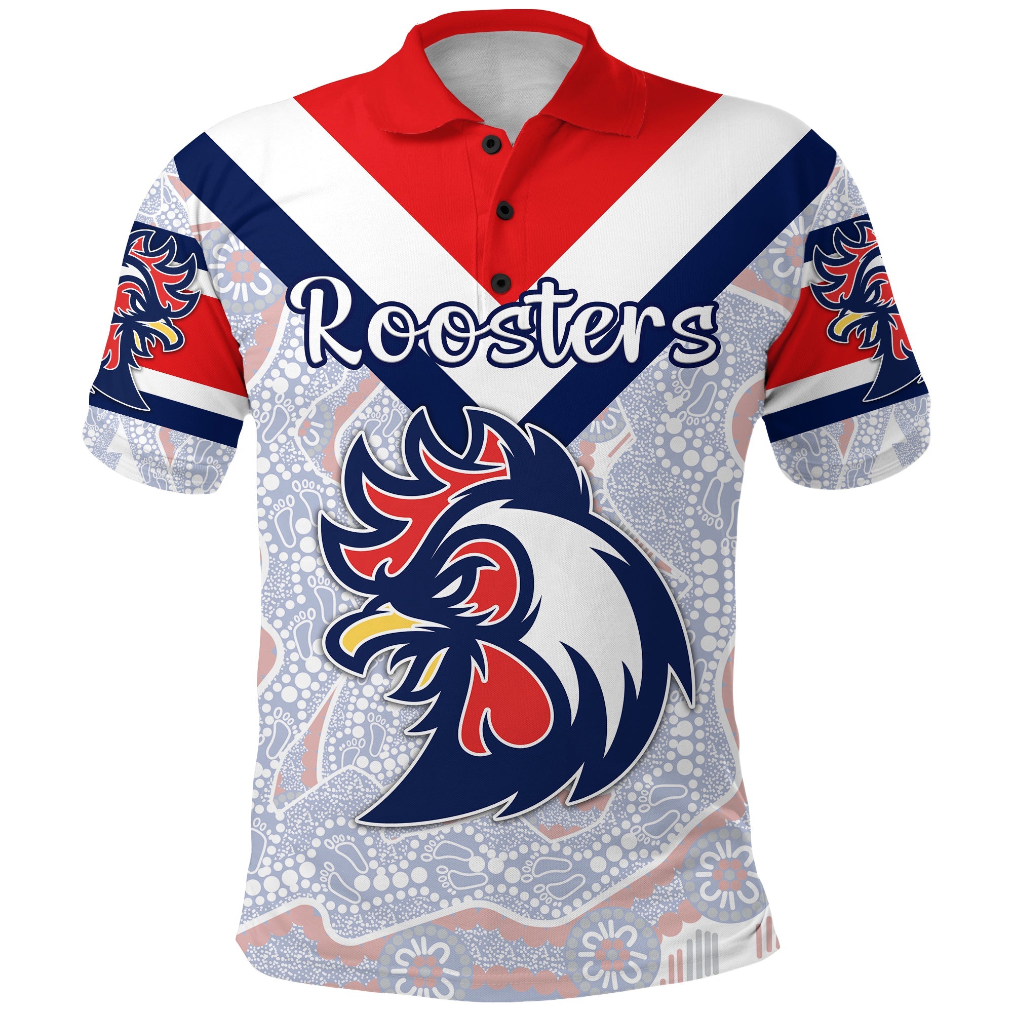 custom-personalised-ti-tree-roosters-polo-shirt-2021-indigenous-vibes-white-custom-text-and-number