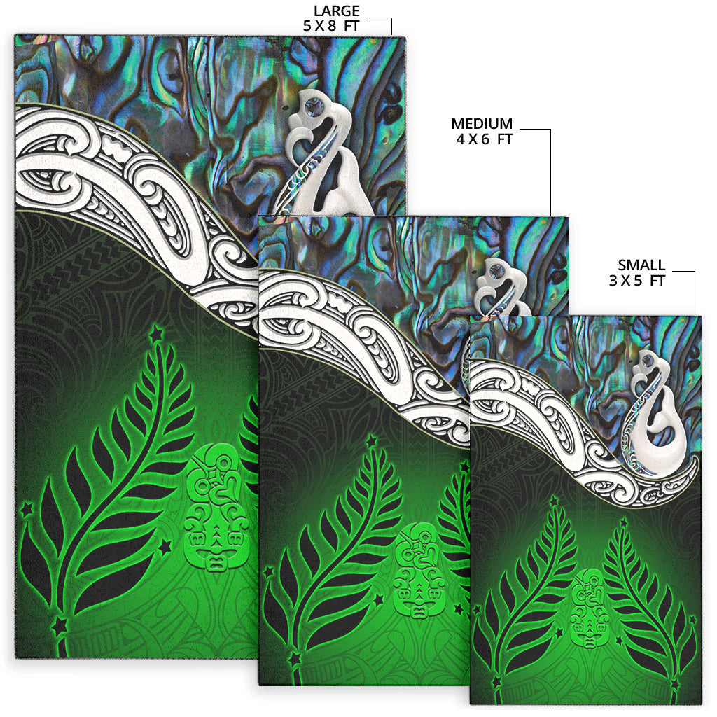 new-zealand-maori-area-rug-manaia-paua-shell-glitter-green