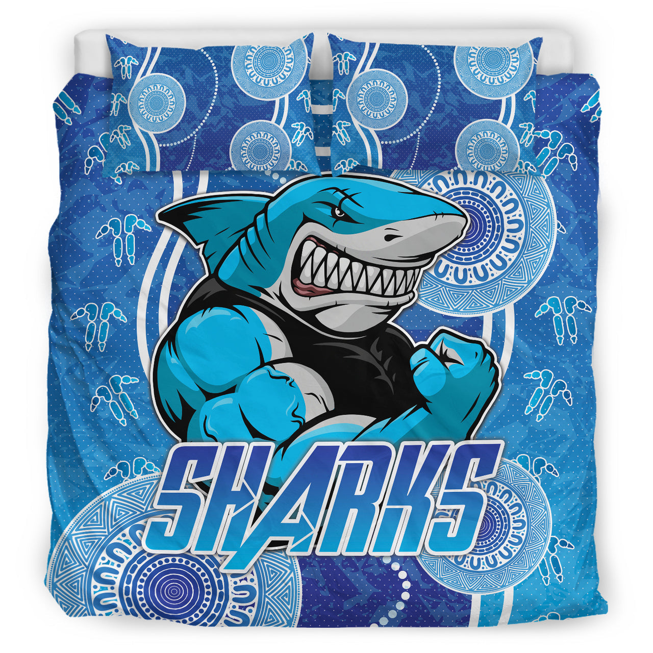 sharks-rugby-bedding-set-custom-sutherland-sharks-bedding-set