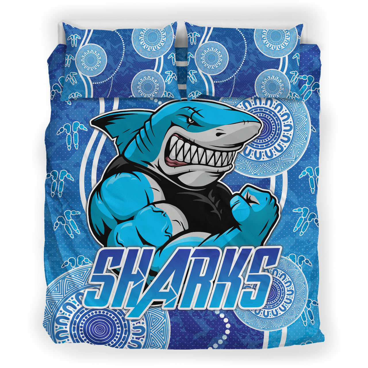sharks-rugby-bedding-set-custom-sutherland-sharks-bedding-set