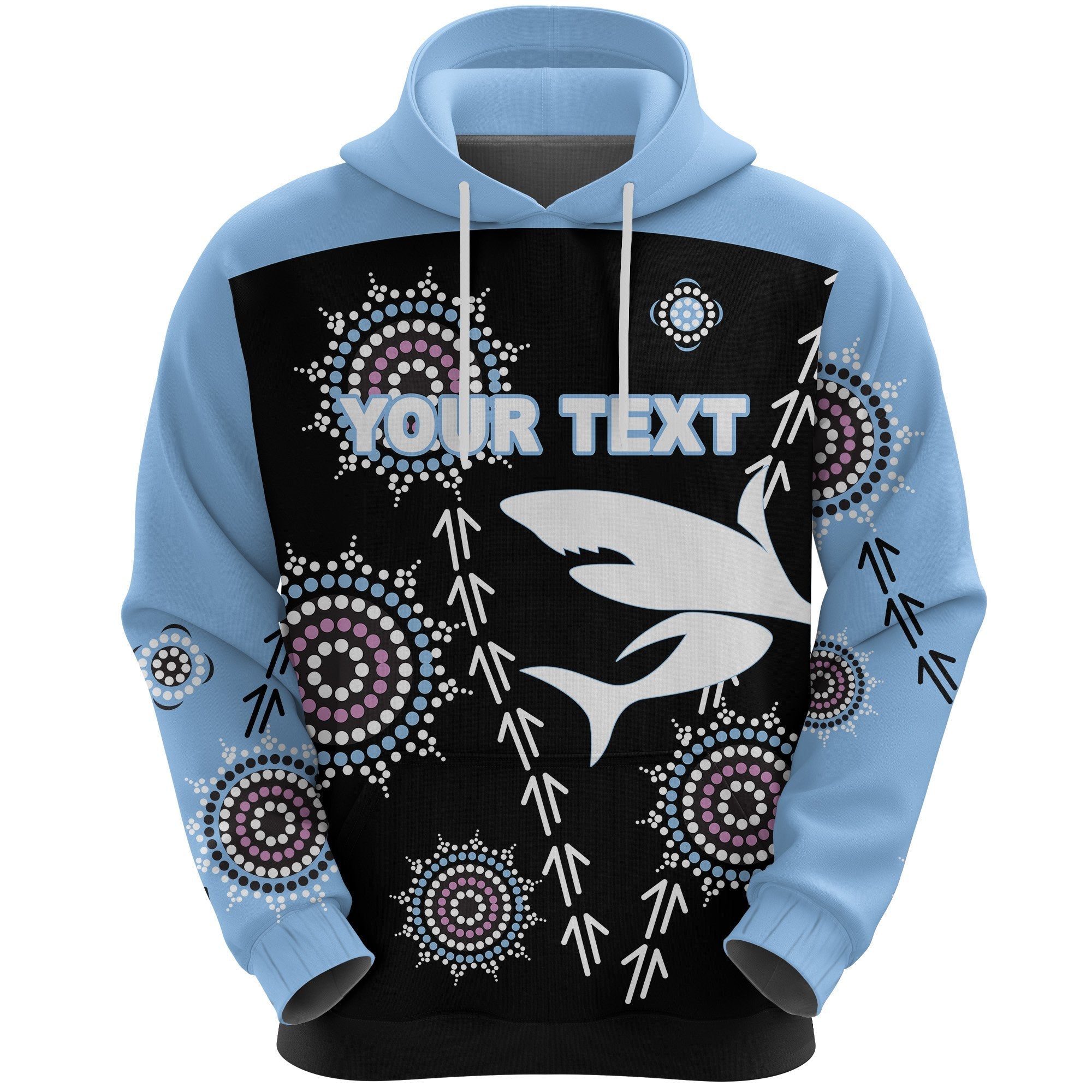 custom-personalised-cronulla-hoodie-sharks-simple-indigenous-black