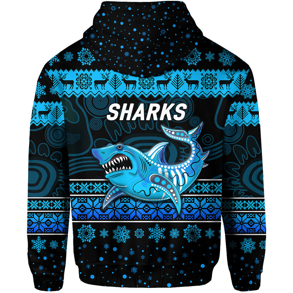 cronulla-sutherland-sharks-hoodie-christmas-simple-style-black