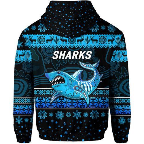 cronulla-sutherland-sharks-hoodie-christmas-simple-style-black