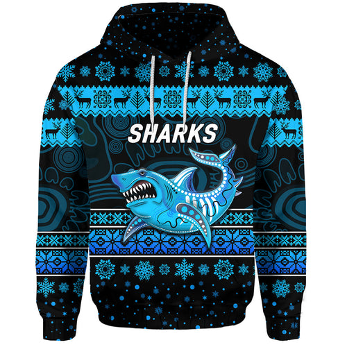 cronulla-sutherland-sharks-hoodie-christmas-simple-style-black
