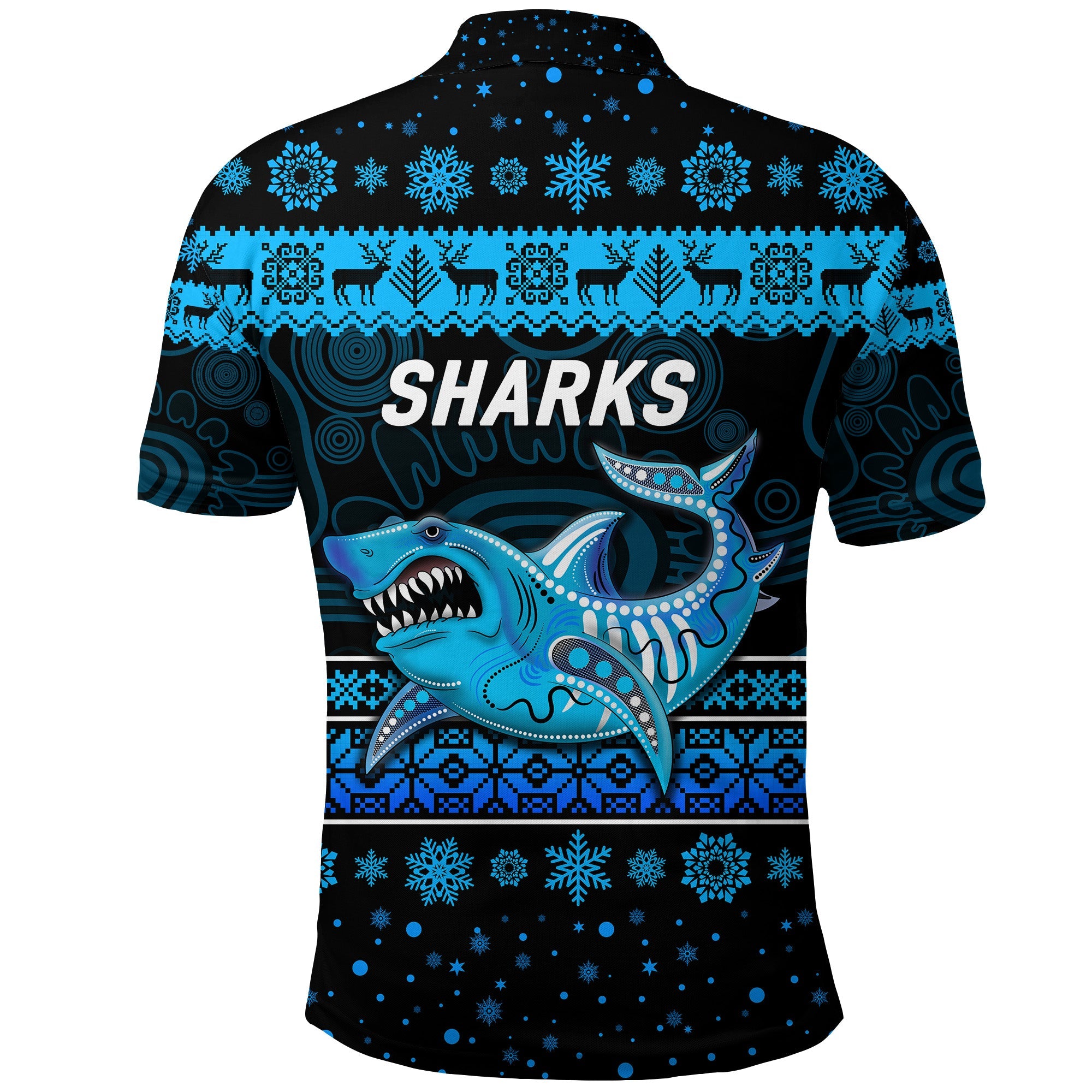 cronulla-sutherland-sharks-polo-shirt-christmas-simple-style-black