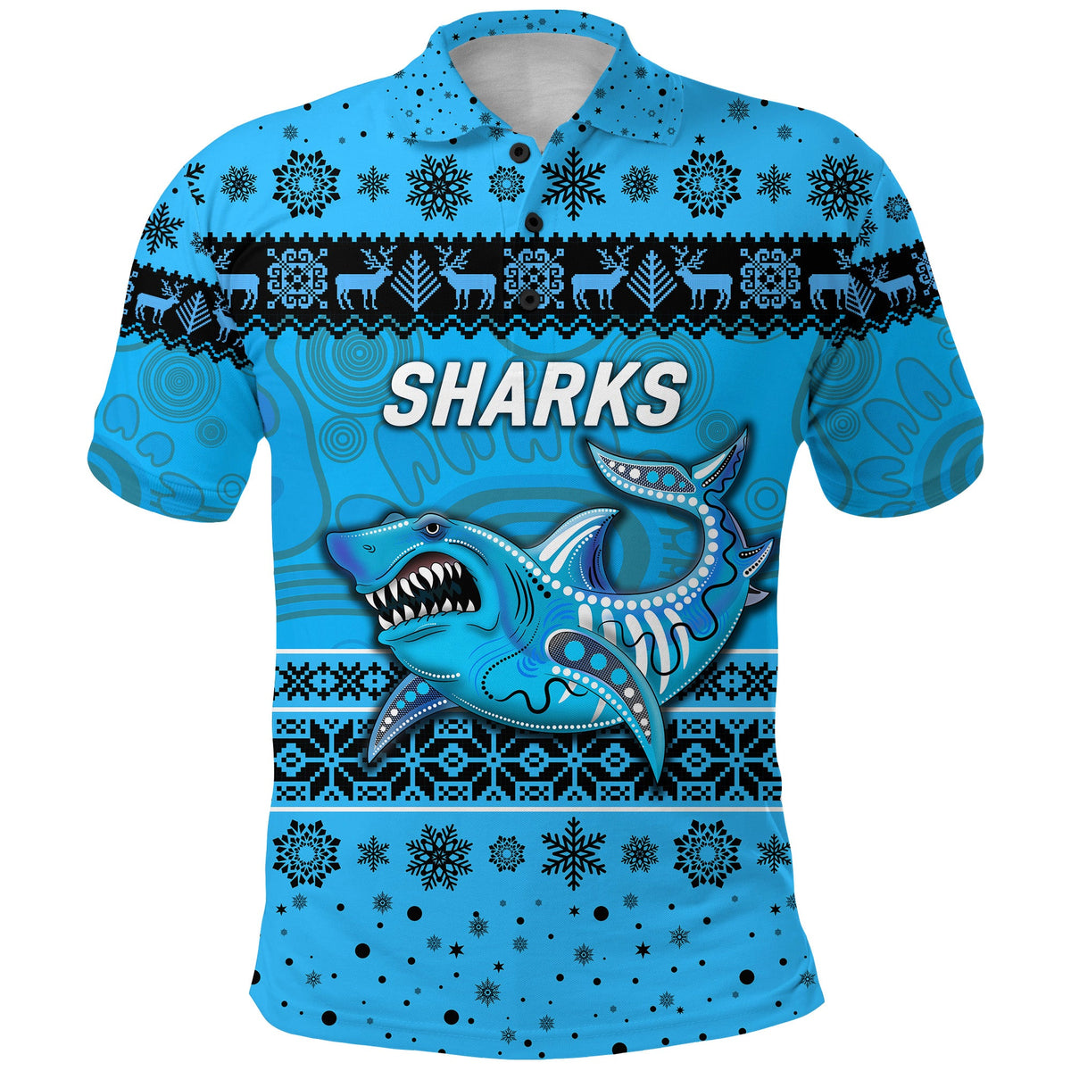 custom-personalised-cronulla-sutherland-sharks-polo-shirt-christmas-simple-style-blue