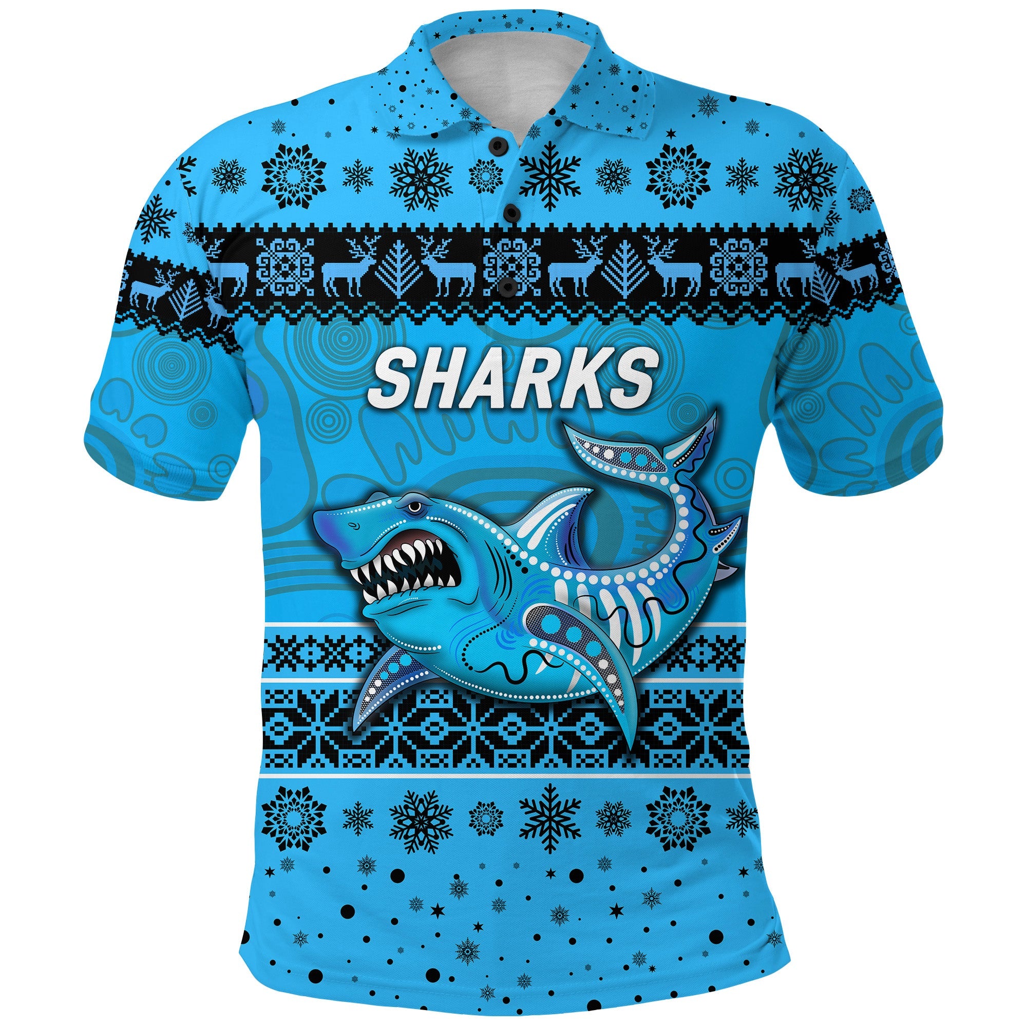 cronulla-sutherland-sharks-polo-shirt-christmas-simple-style-blue