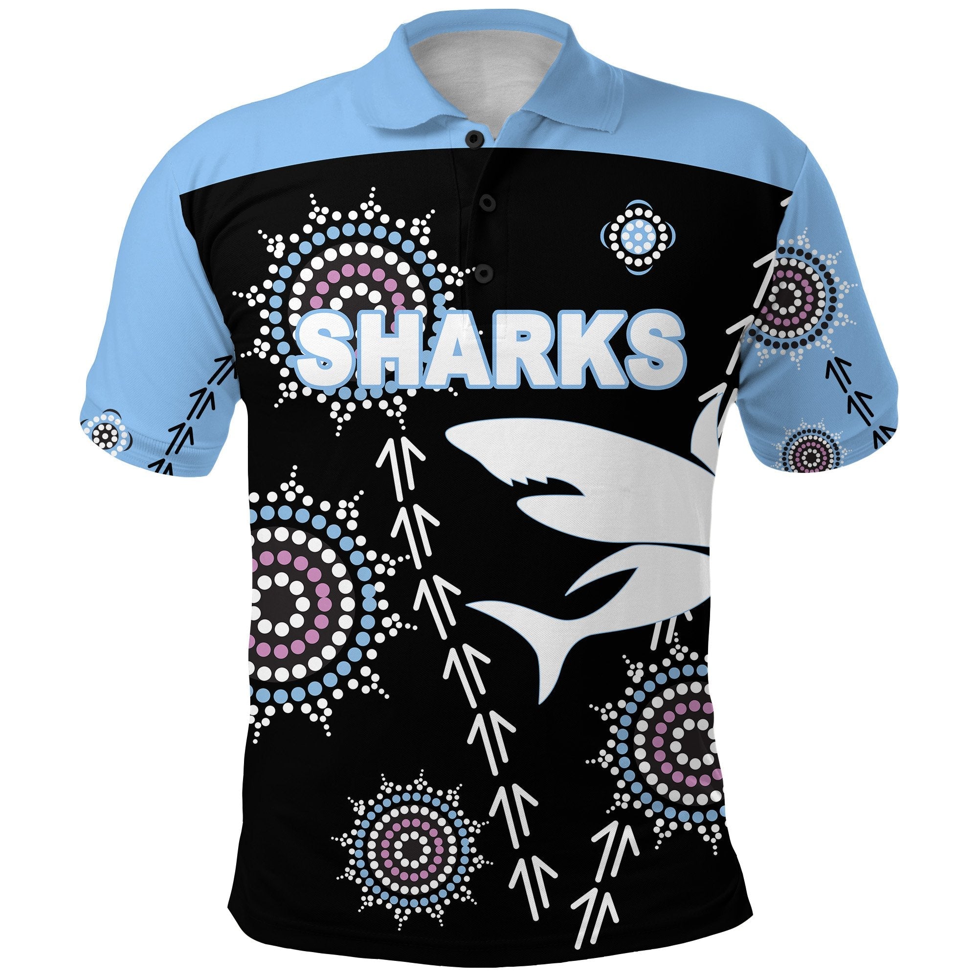 cronulla-polo-shirt-sharks-simple-indigenous-black
