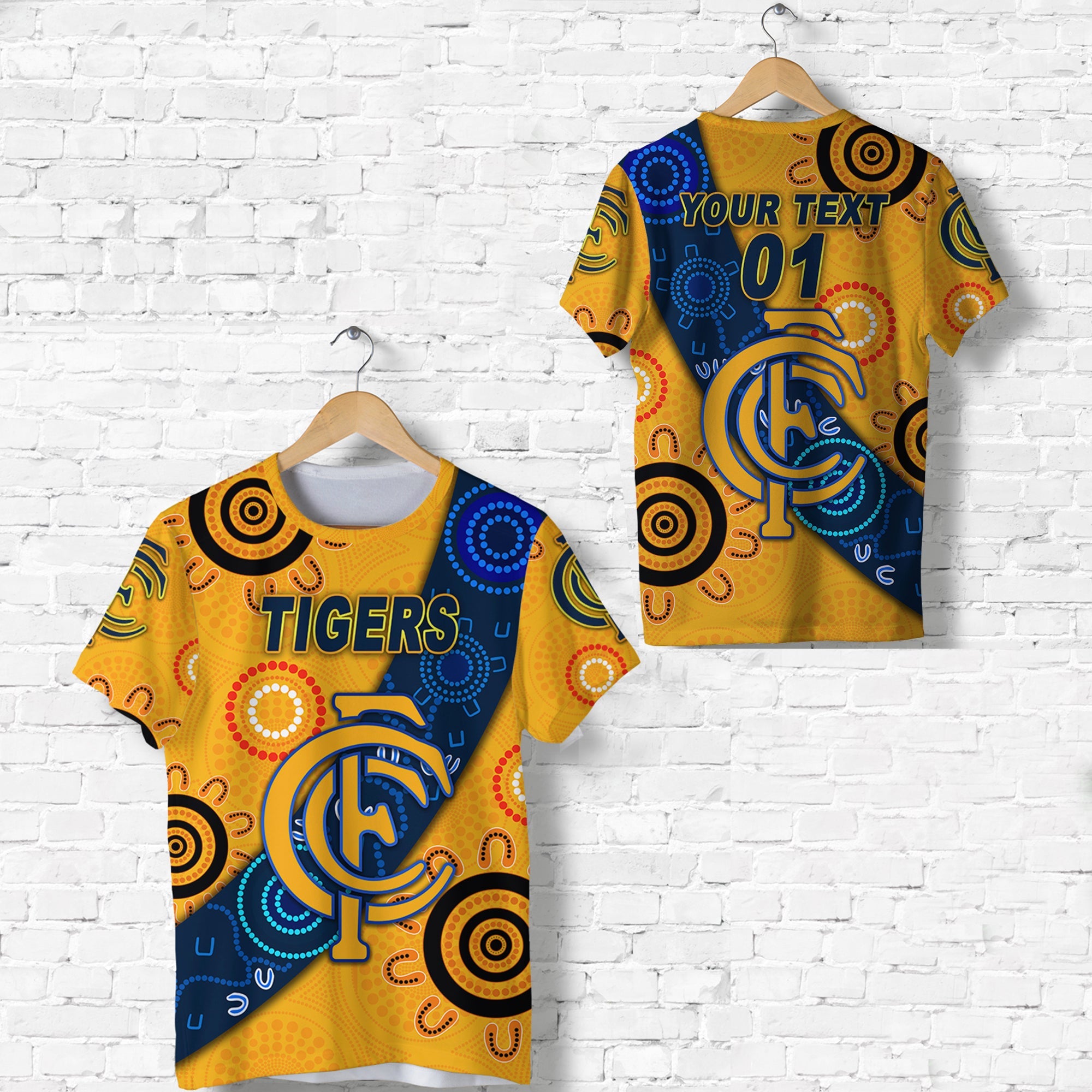 custom-personalised-claremont-football-club-t-shirt-tigers-indigenous-version-gold-custom-text-and-number