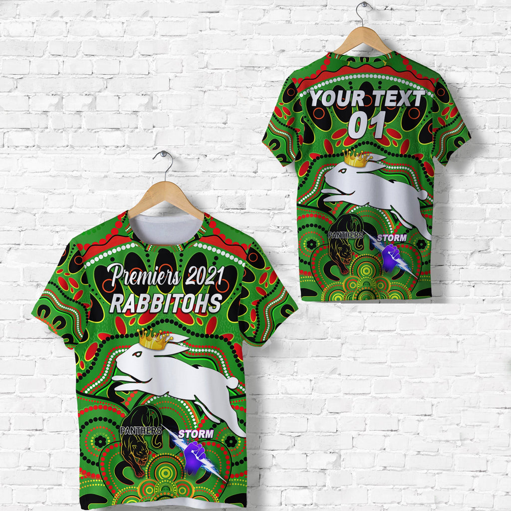 custom-personalised-south-sydney-rabbitohs-t-shirt-2021-indigenous-premiers-the-king-green-custom-text-and-number