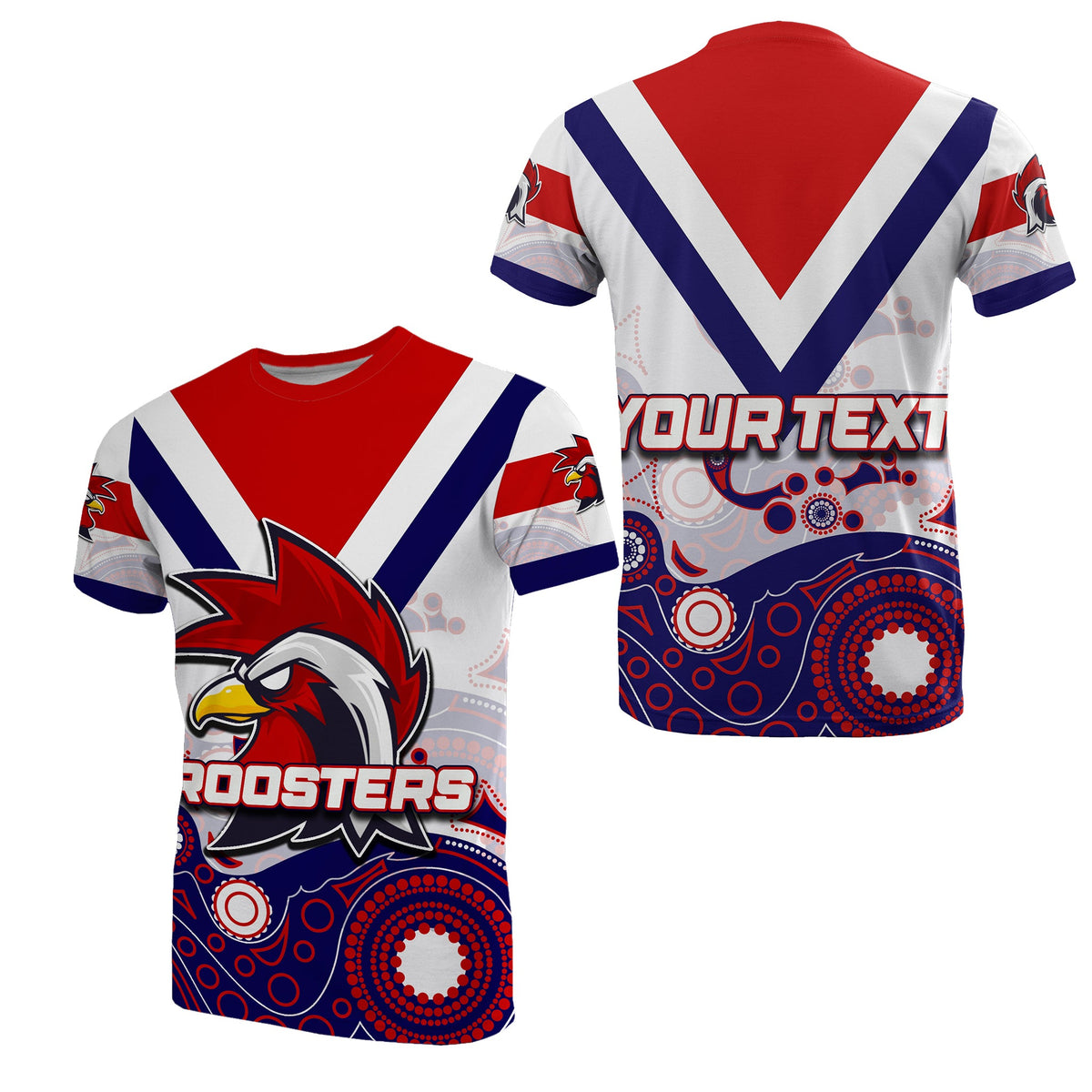 custom-personalised-roosters-t-shirt-aboriginal-white-style