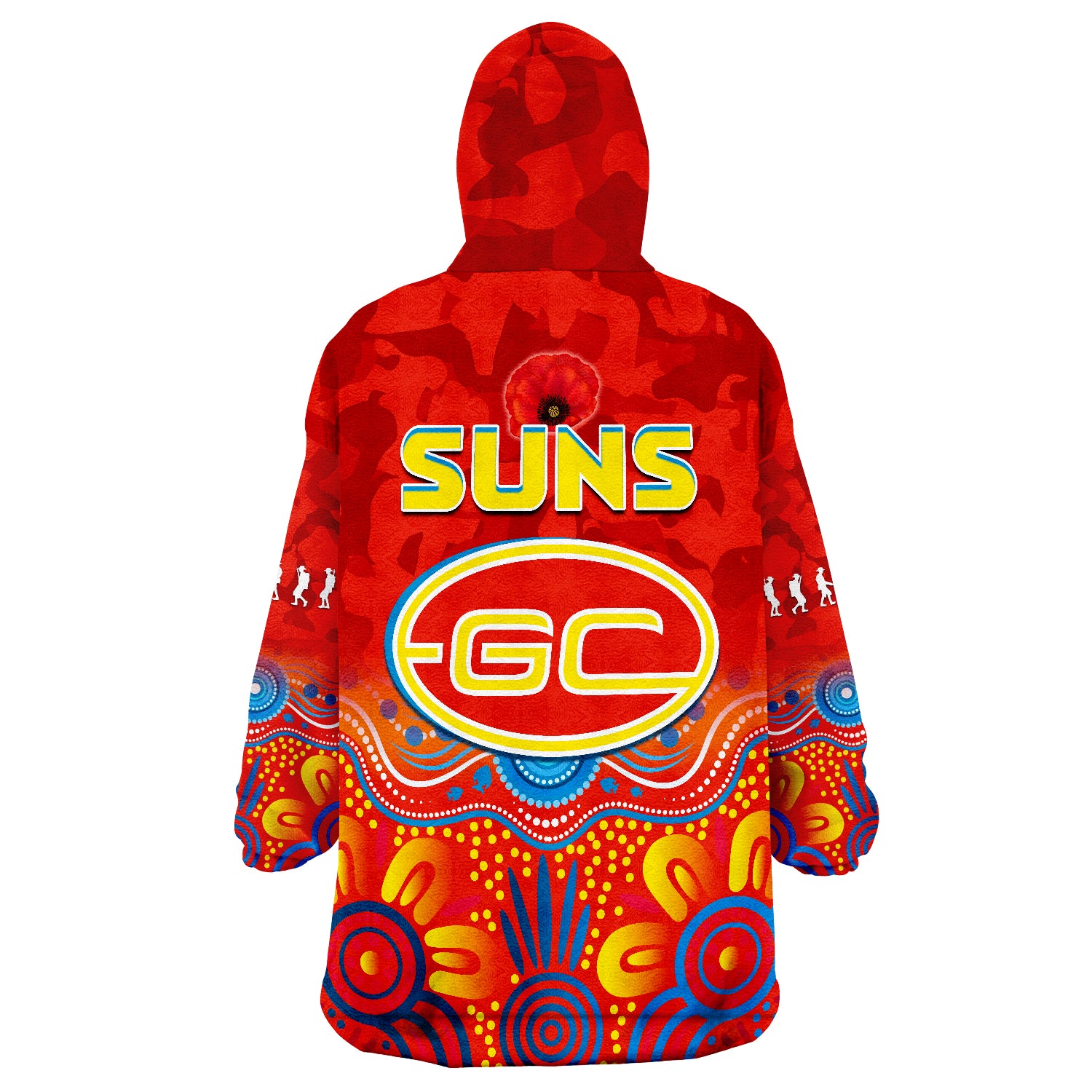 Suns ANZAC 2022 Gold Coast Aboriginal Poppy Wearable Blanket Hoodie LT13