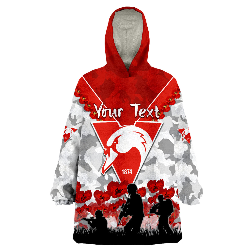 Swans ANZAC 2022 Bloods Sydney Poppy Flowers Wearable Blanket Hoodie LT13