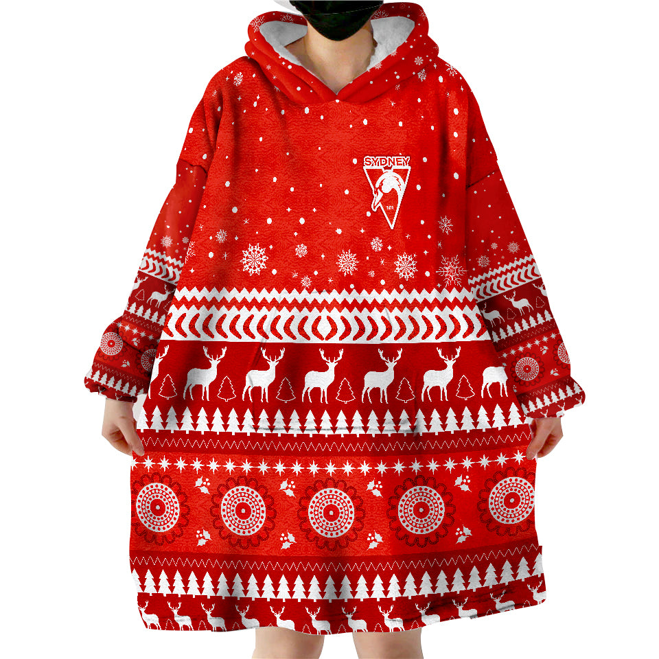 Swans Football Christmas Sydney Wearable Blanket Hoodie LT13