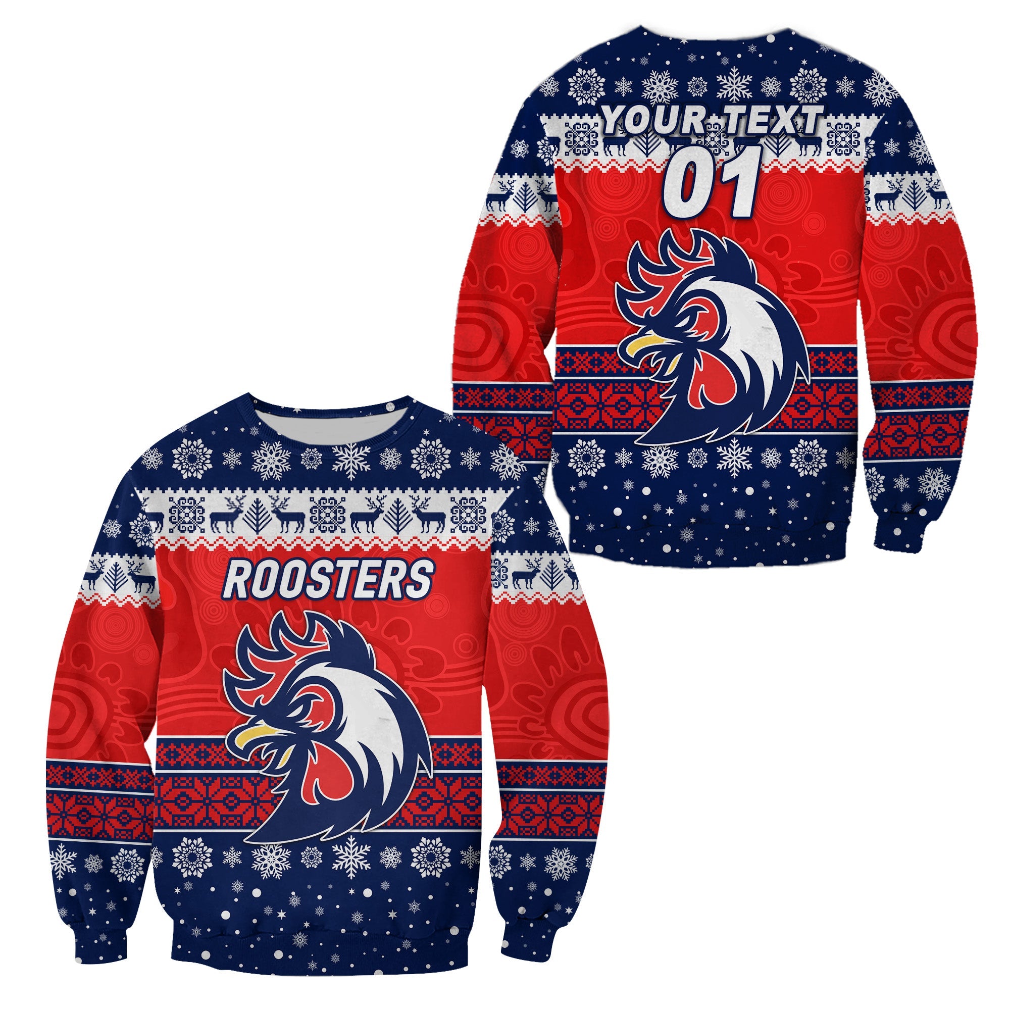 custom-personalised-sydney-roosters-sweatshirt-christmas-simple-style-blue