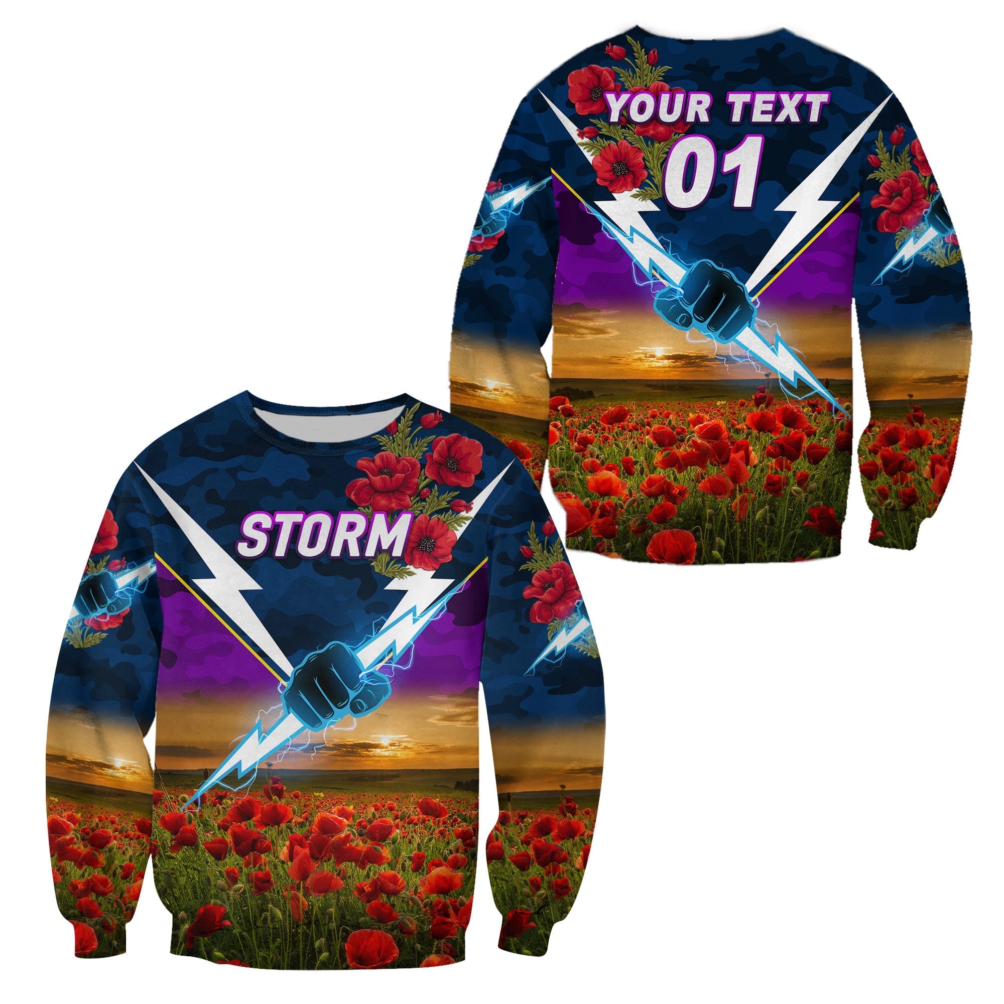 custom-personalised-melbourne-storm-anzac-2022-sweatshirt-poppy-flowers-vibes