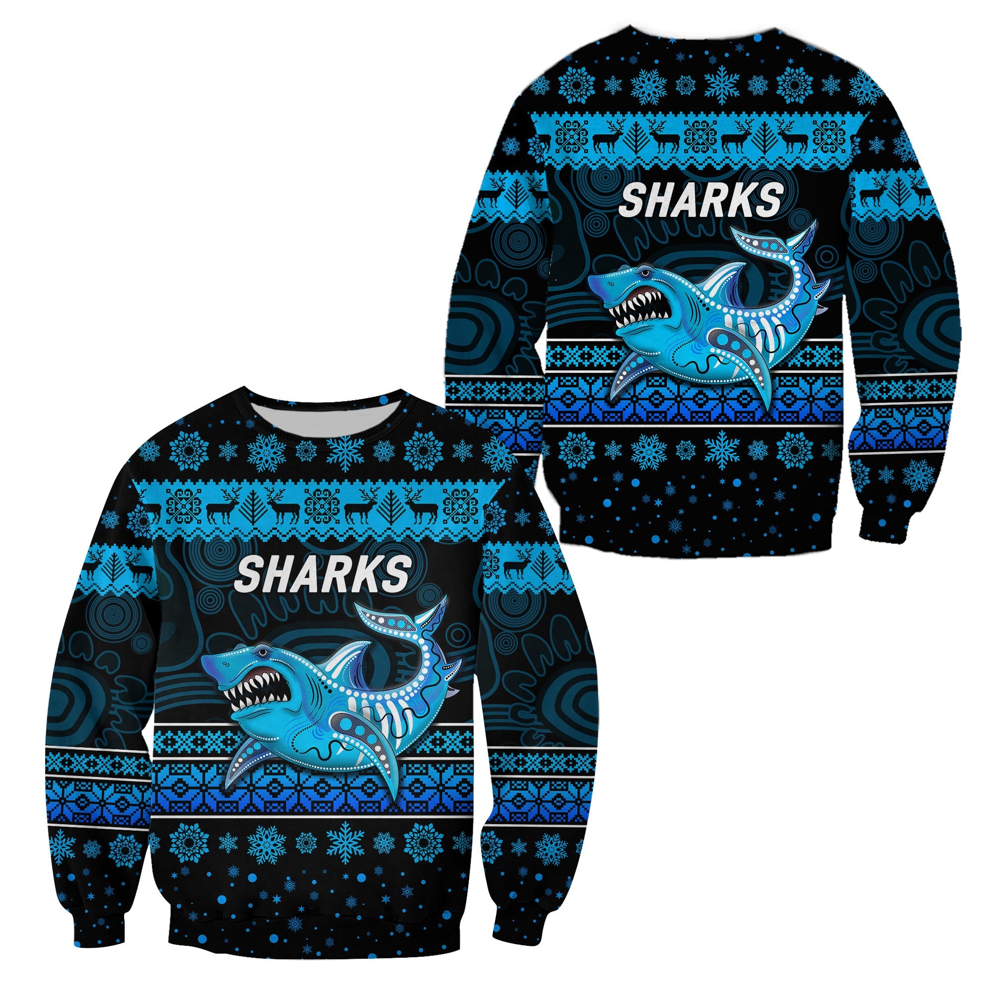 cronulla-sutherland-sharks-sweatshirt-christmas-simple-style-black