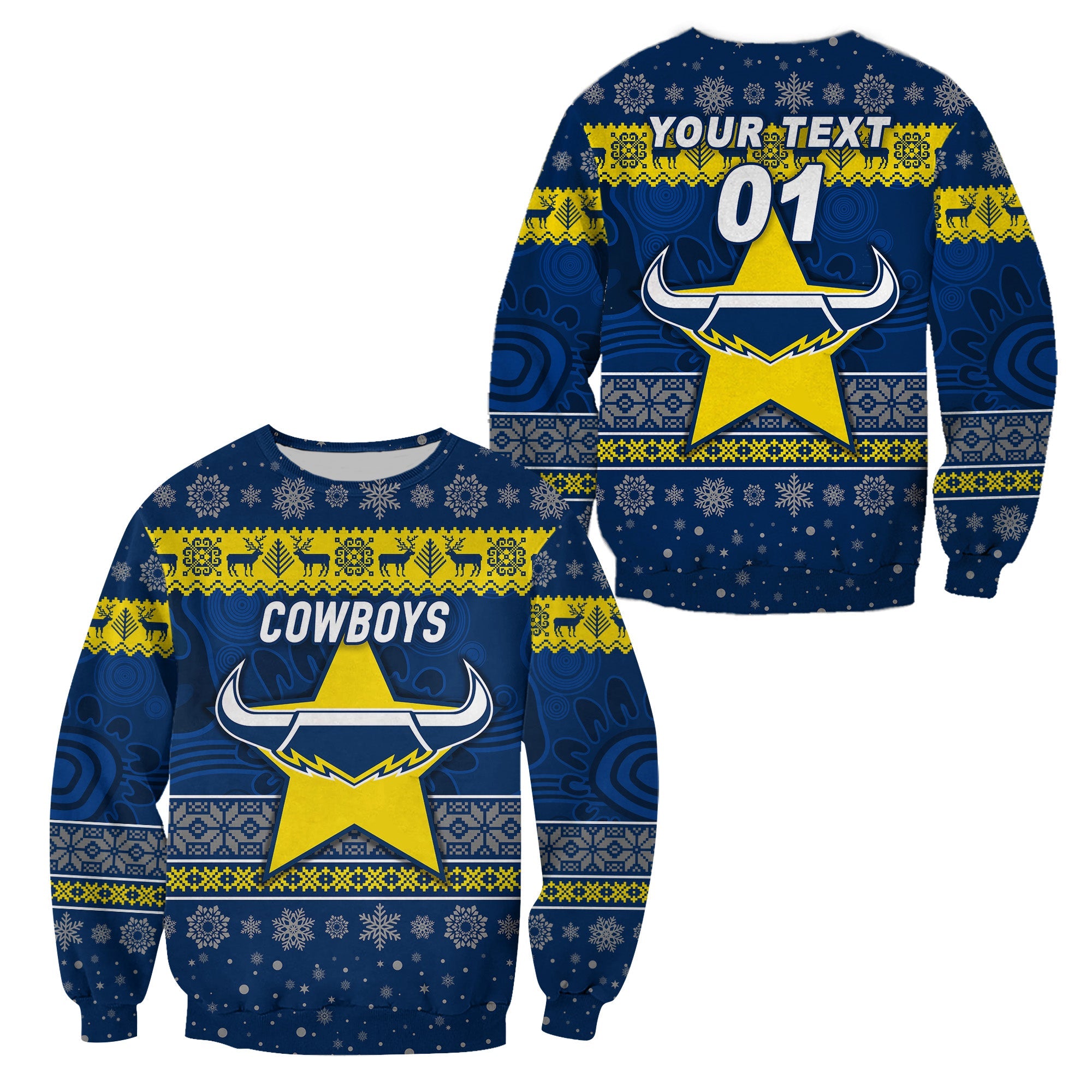 custom-personalised-north-queensland-cowboys-sweatshirt-christmas-simple-style