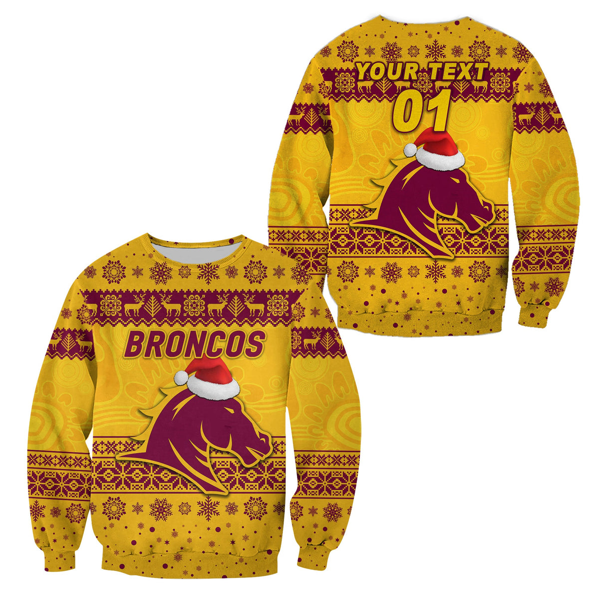 custom-personalised-brisbane-broncos-sweatshirt-christmas-simple-style-gold