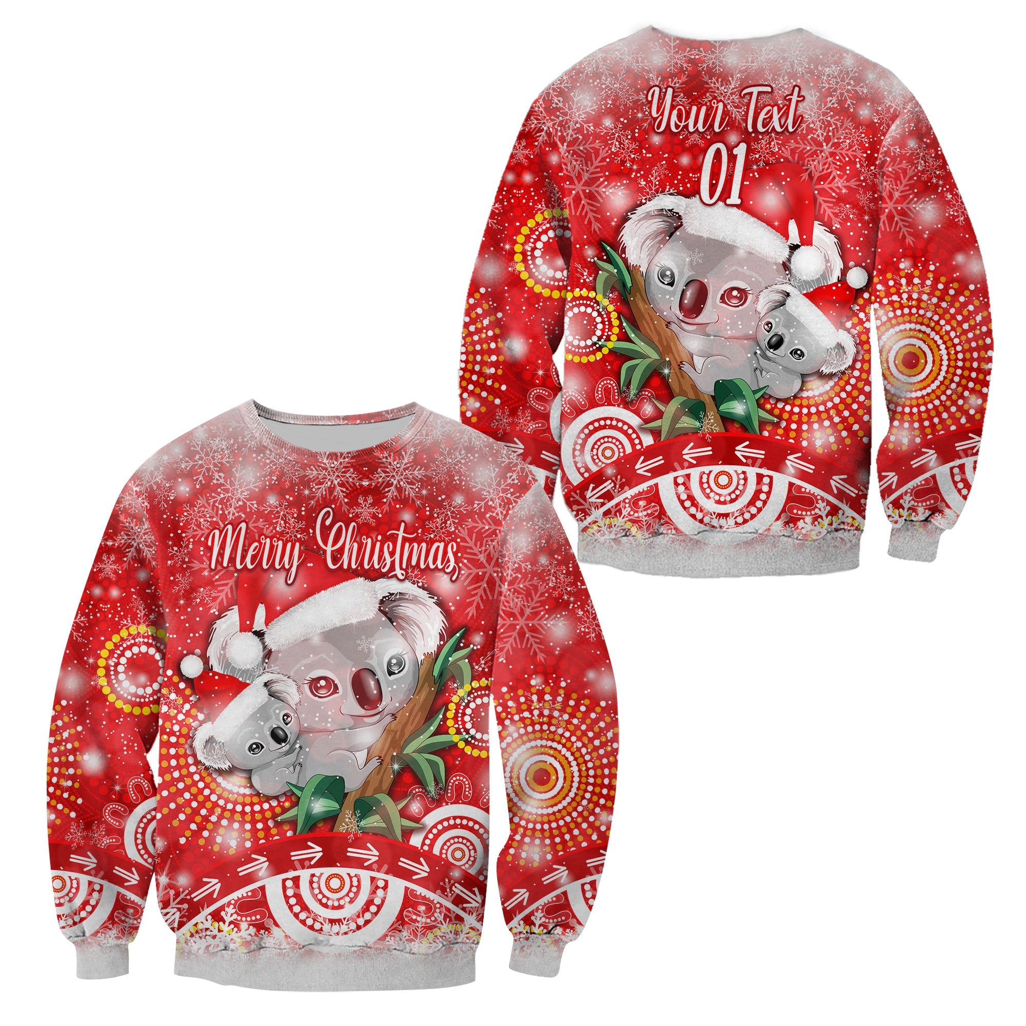 custom-personalised-australia-koala-christmas-sweatshirt-original-style-red