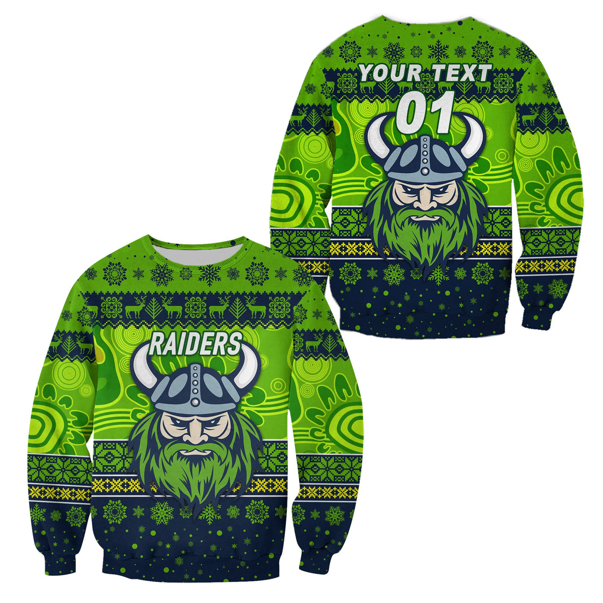 custom-personalised-canberra-raiders-sweatshirt-christmas-simple-style-navy-green