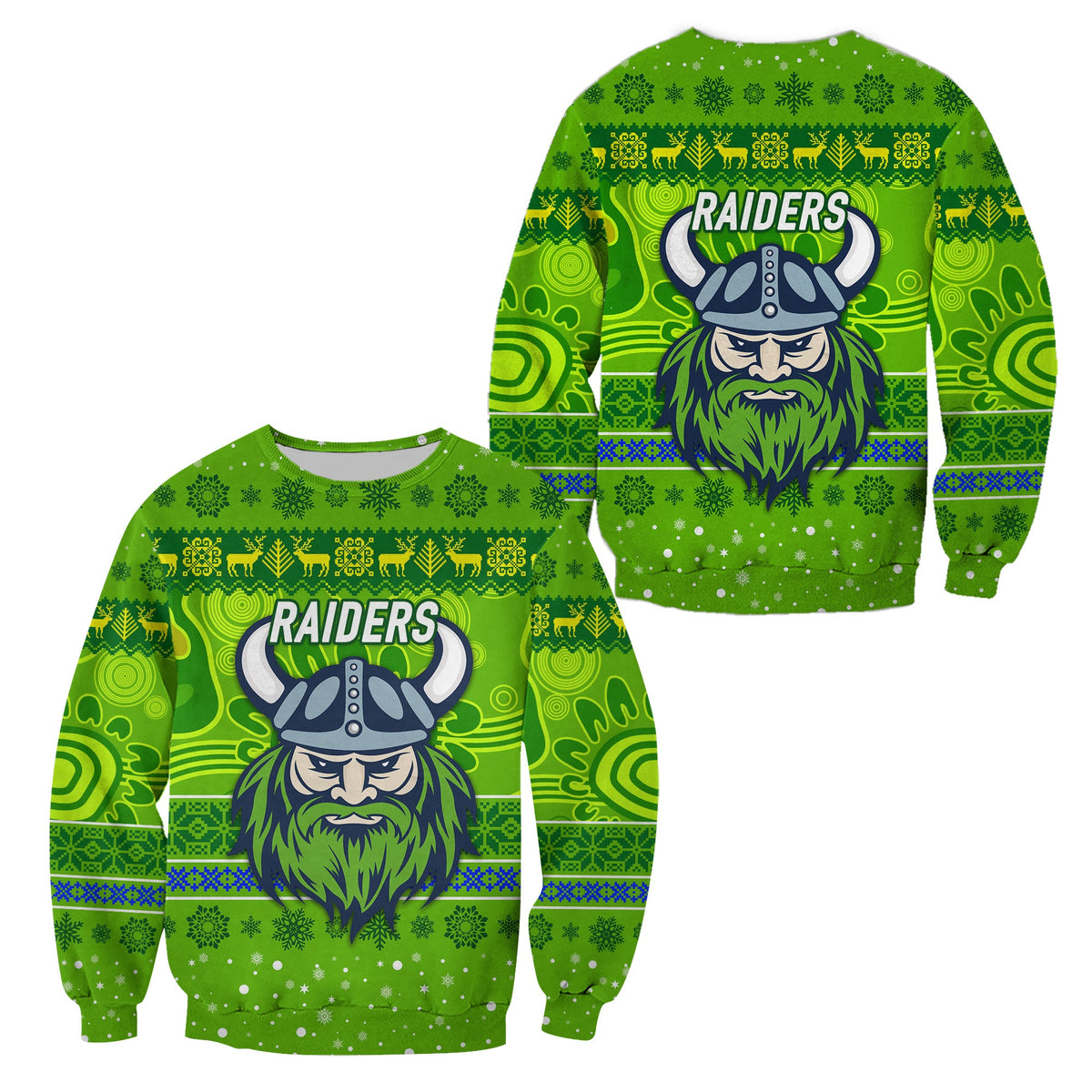 canberra-raiders-sweatshirt-christmas-simple-style-green