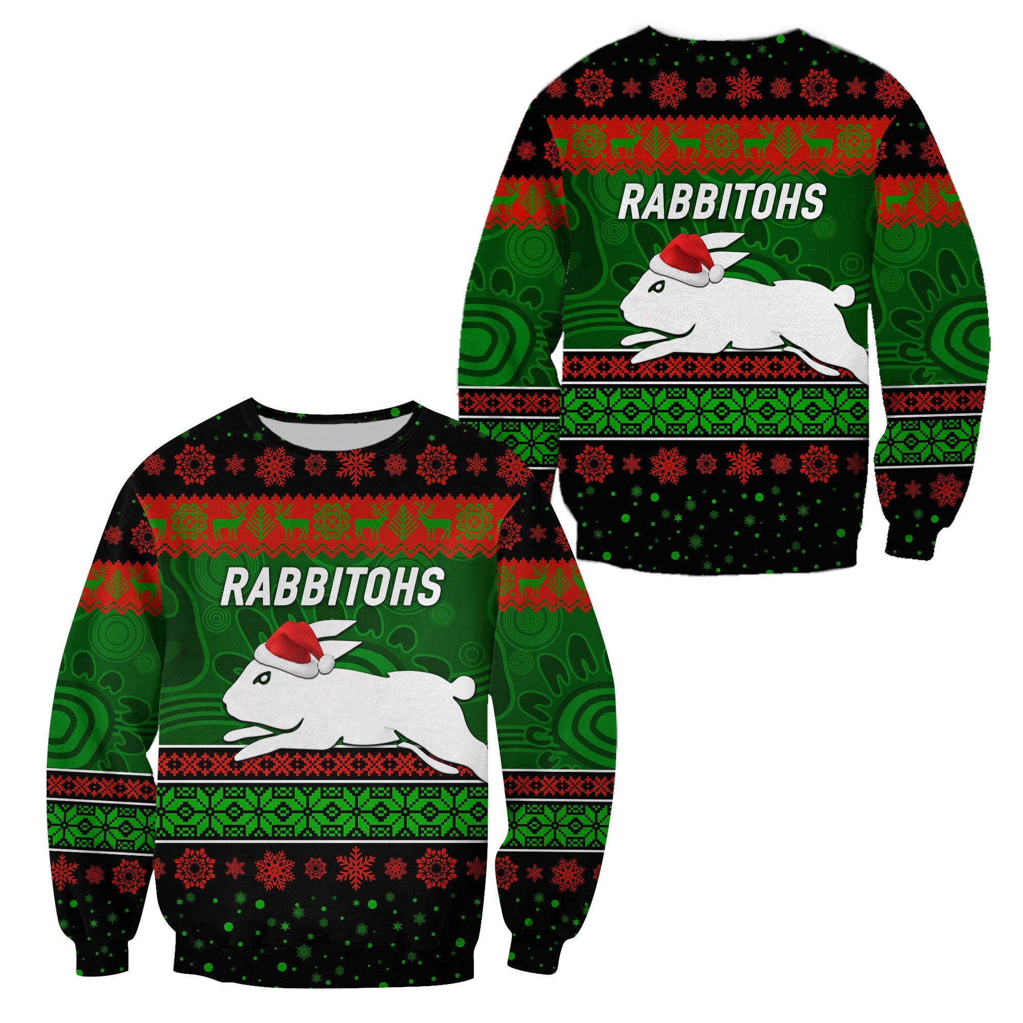 south-sydney-rabbitohs-sweatshirt-christmas-simple-style-black