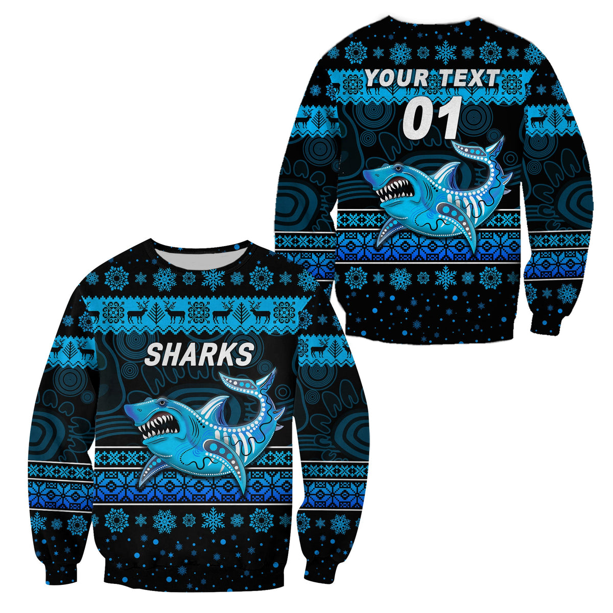custom-personalised-cronulla-sutherland-sharks-sweatshirt-christmas-simple-style-black