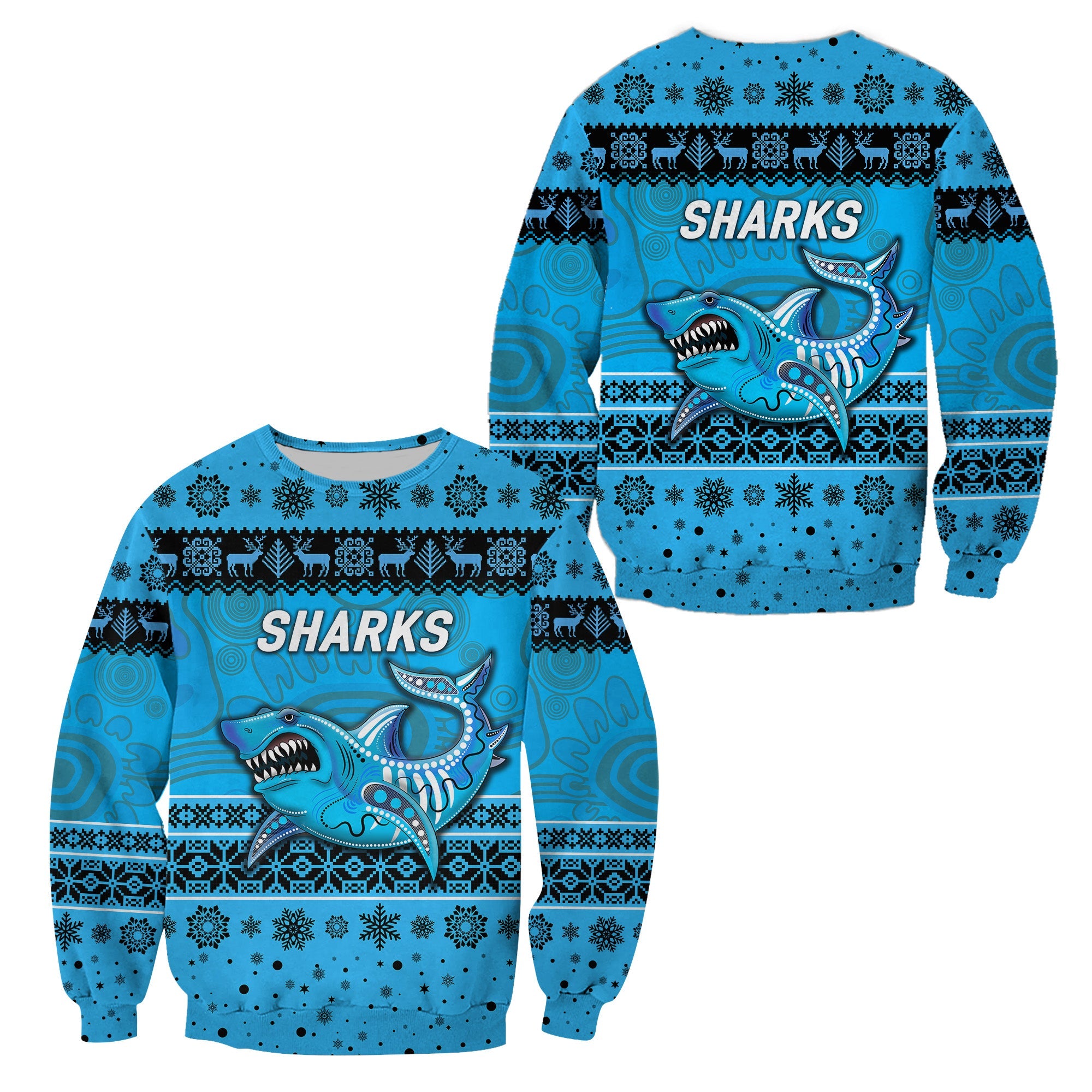 cronulla-sutherland-sharks-sweatshirt-christmas-simple-style-blue