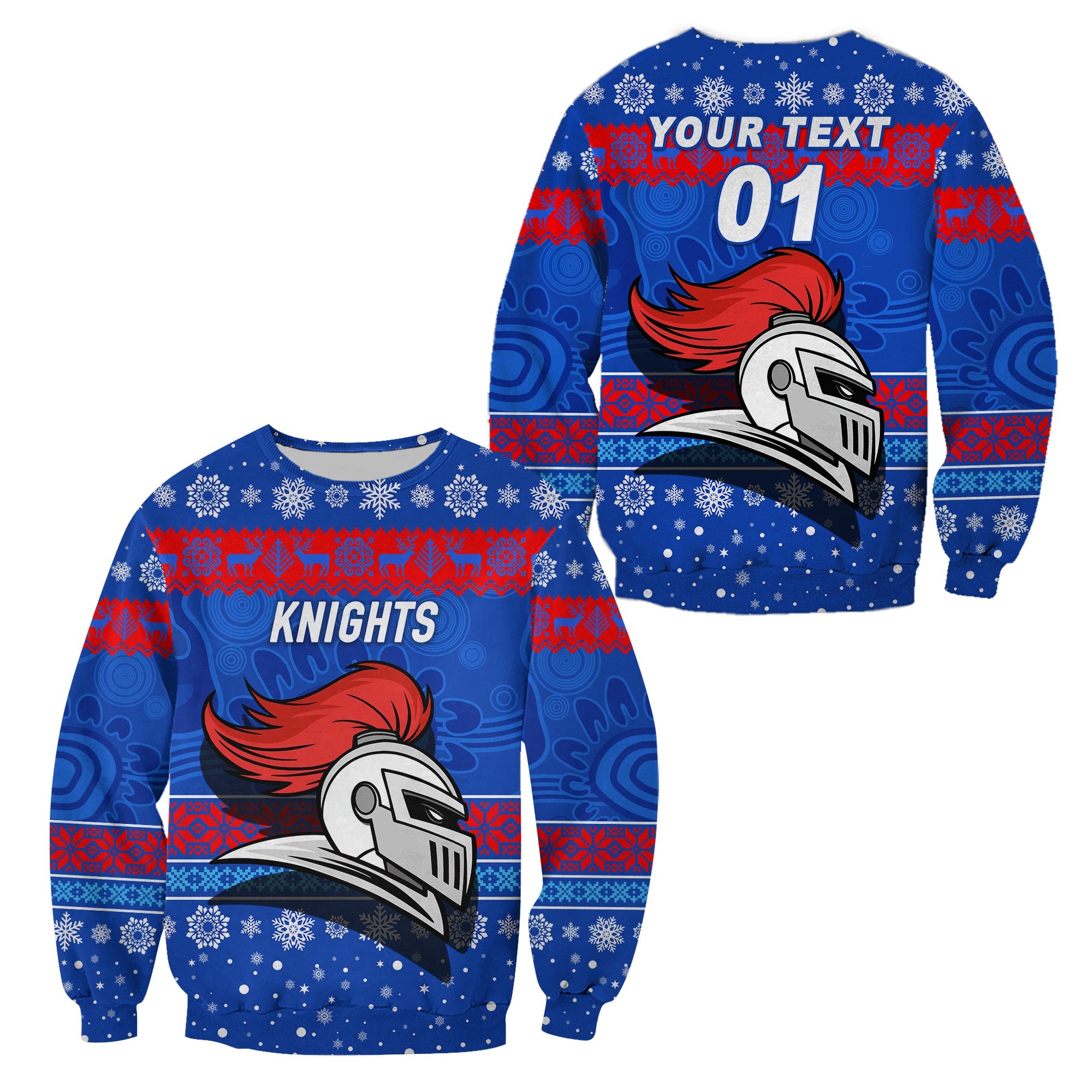 custom-personalised-newcastle-knights-sweatshirts-christmas-simple-style