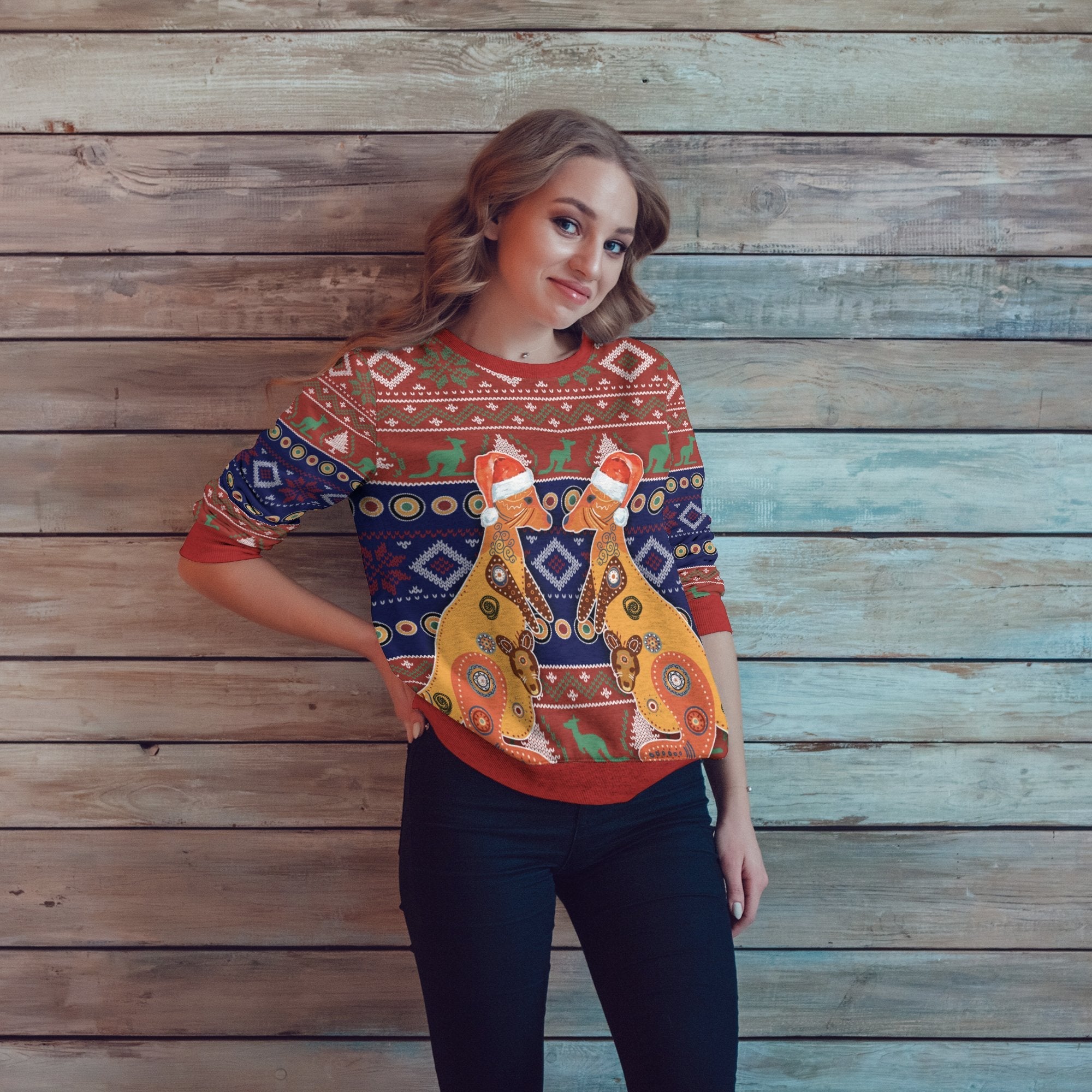 christmas-womens-sweater-mother-kangaroo-in-christmas