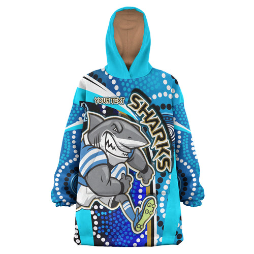 sharks-rugby-snug-hoodie-custom-sharks-with-rugby-ball-and-aboriginal-dot-design-blue-background-oodie-blanket