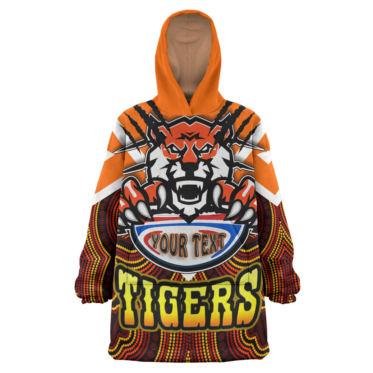 tigers-rugby-snug-hoodie-custom-tiger-rugby-holding-ball-aboriginal-style-pattern-oodie-blanket