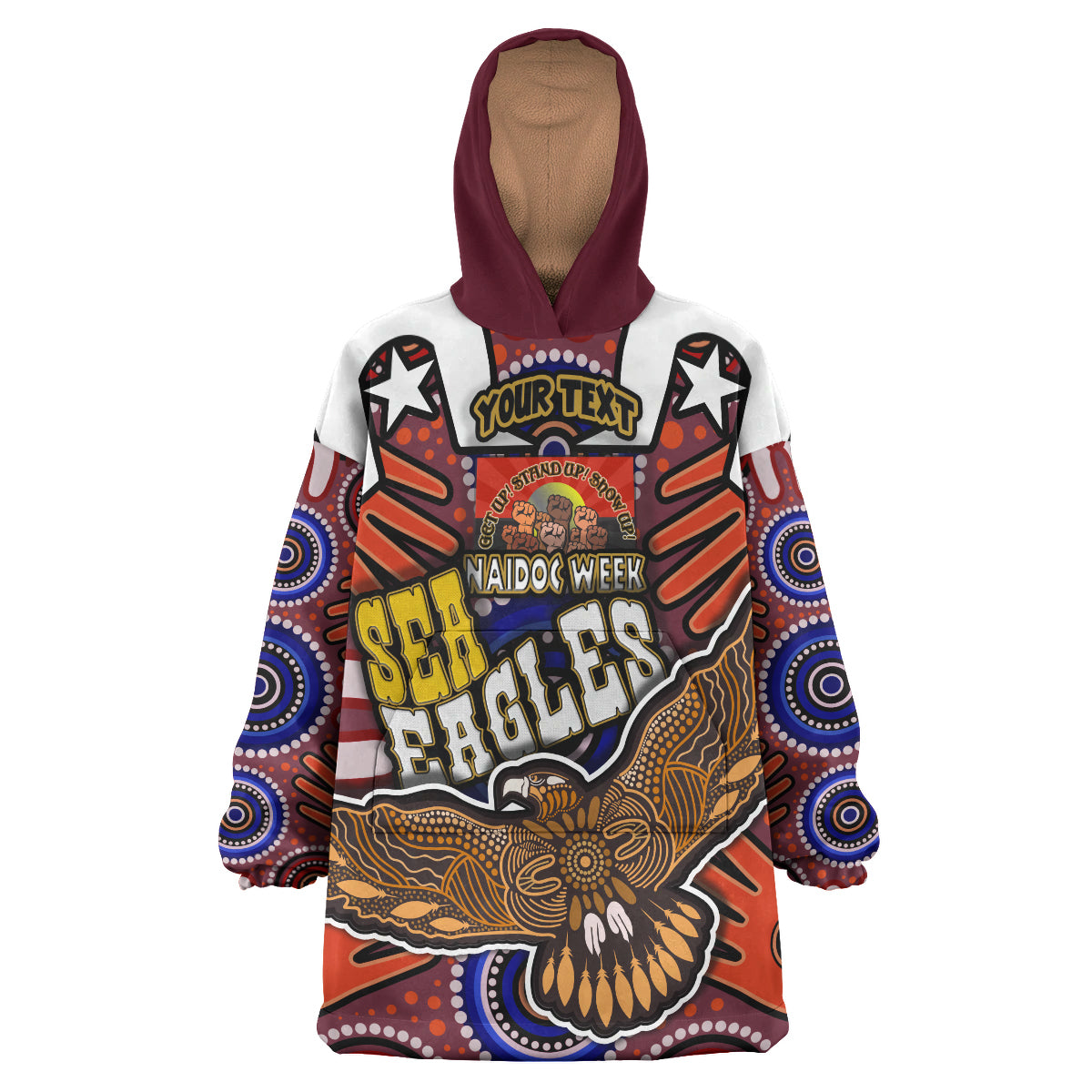 sea-eagles-rugby-snug-hoodie-custom-naidoc-week-eagle-aboriginal-dot-artwork-get-up-stand-up-show-up-aboriginal-culture-oodie-blanket